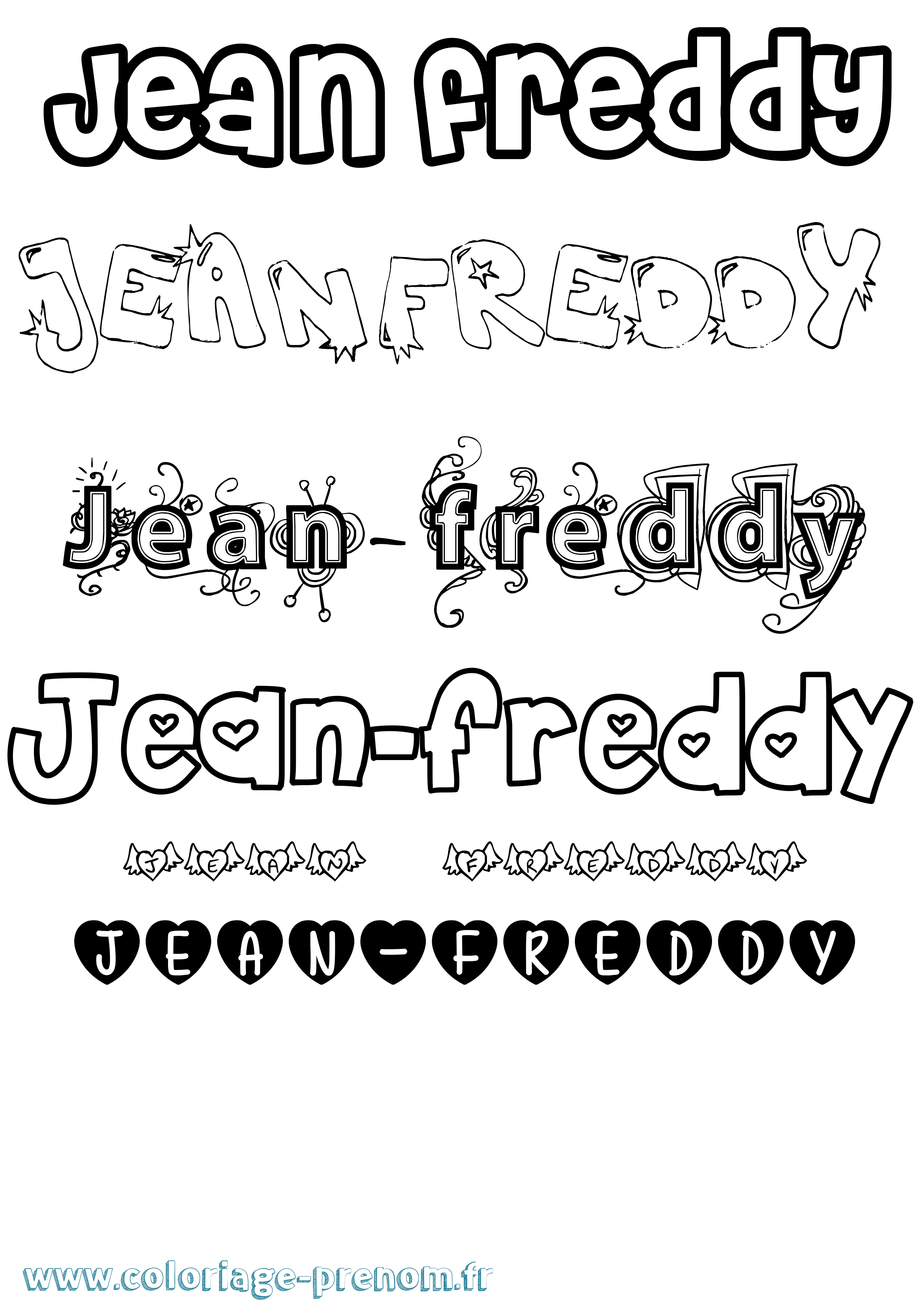 Coloriage Jean-Freddy Girly Coloriage prénom Jean-Freddy Girly