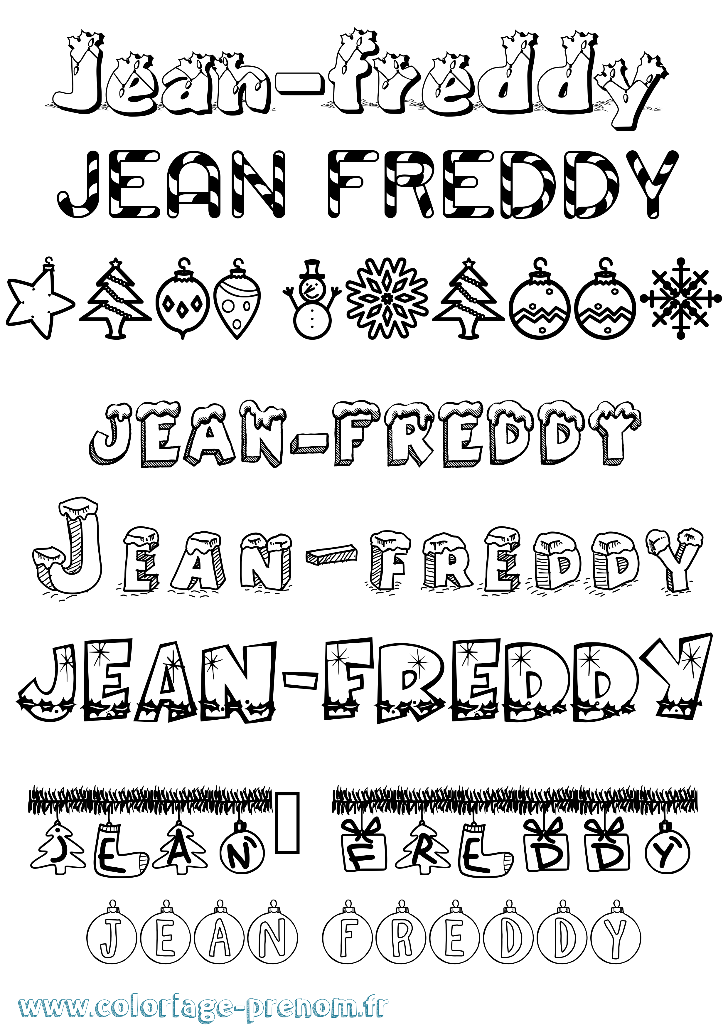 Coloriage Jean-Freddy Noël Coloriage prénom Jean-Freddy Noël
