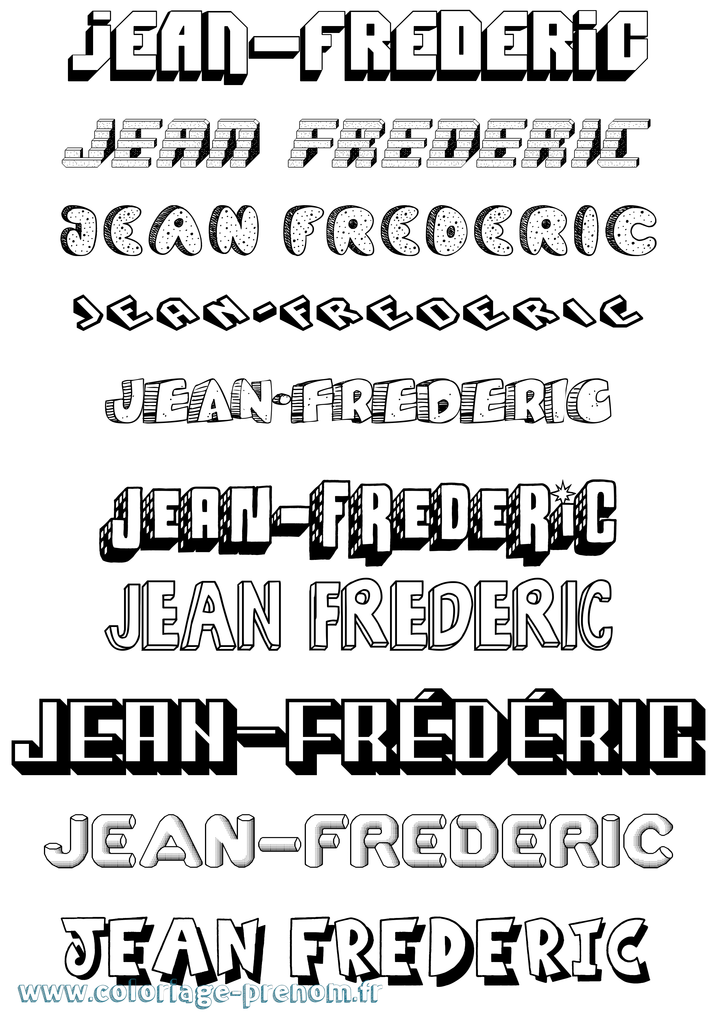 Coloriage Jean-Frédéric Effet 3D Coloriage prénom Jean-Frédéric Effet 3D