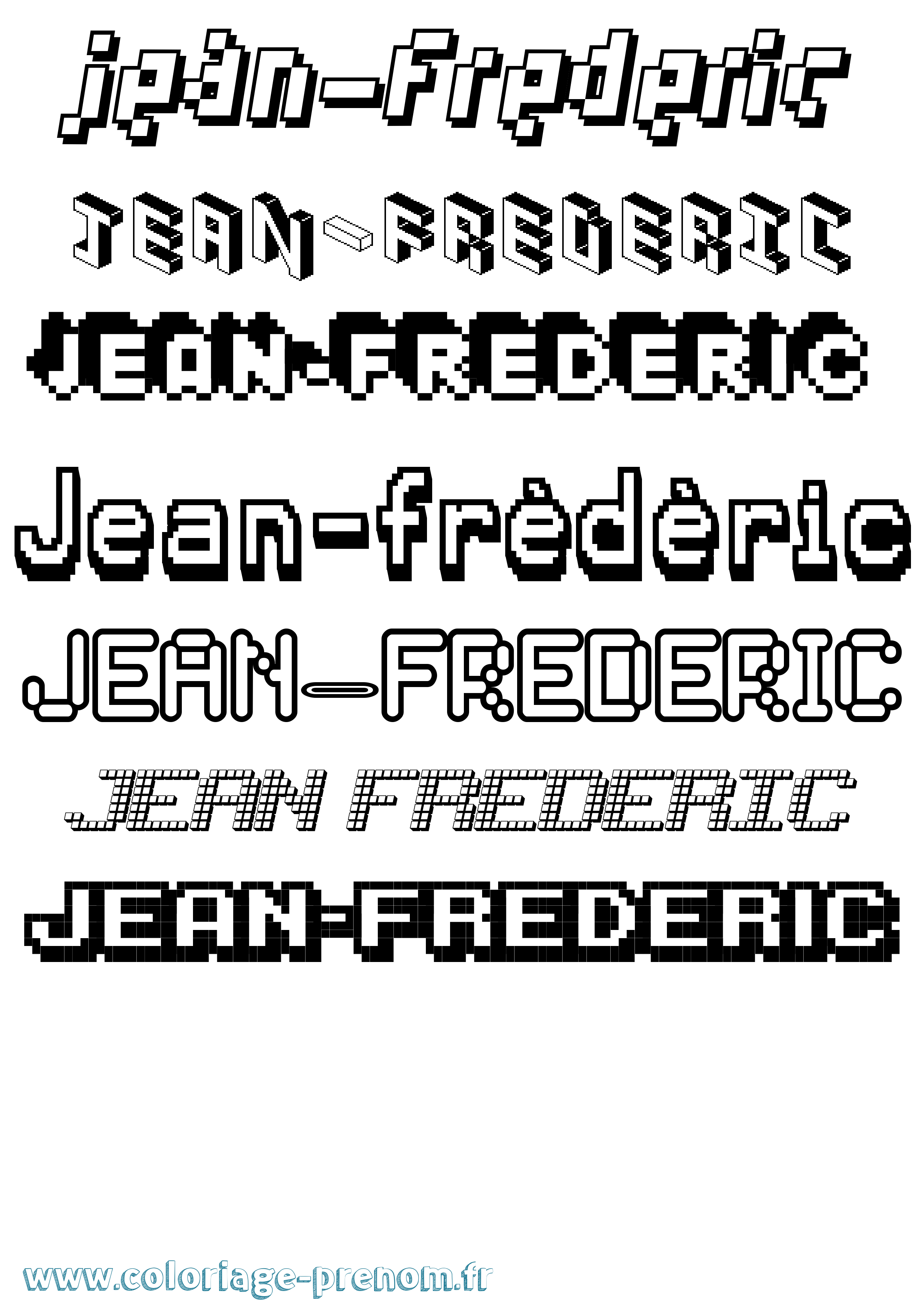 Coloriage Jean-Frédéric Pixel Coloriage prénom Jean-Frédéric Pixel