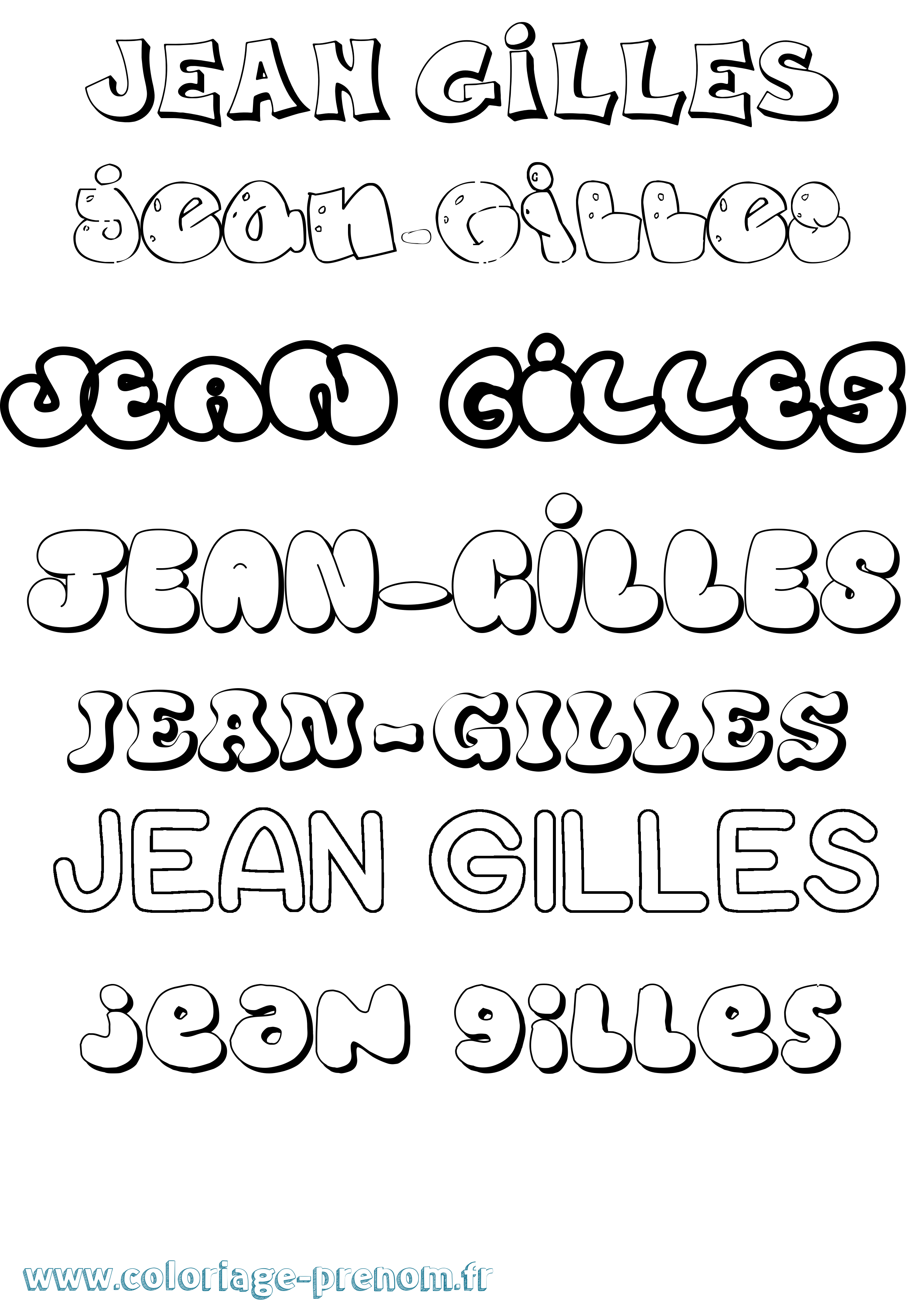Coloriage Jean-Gilles Bubble Coloriage prénom Jean-Gilles Bubble