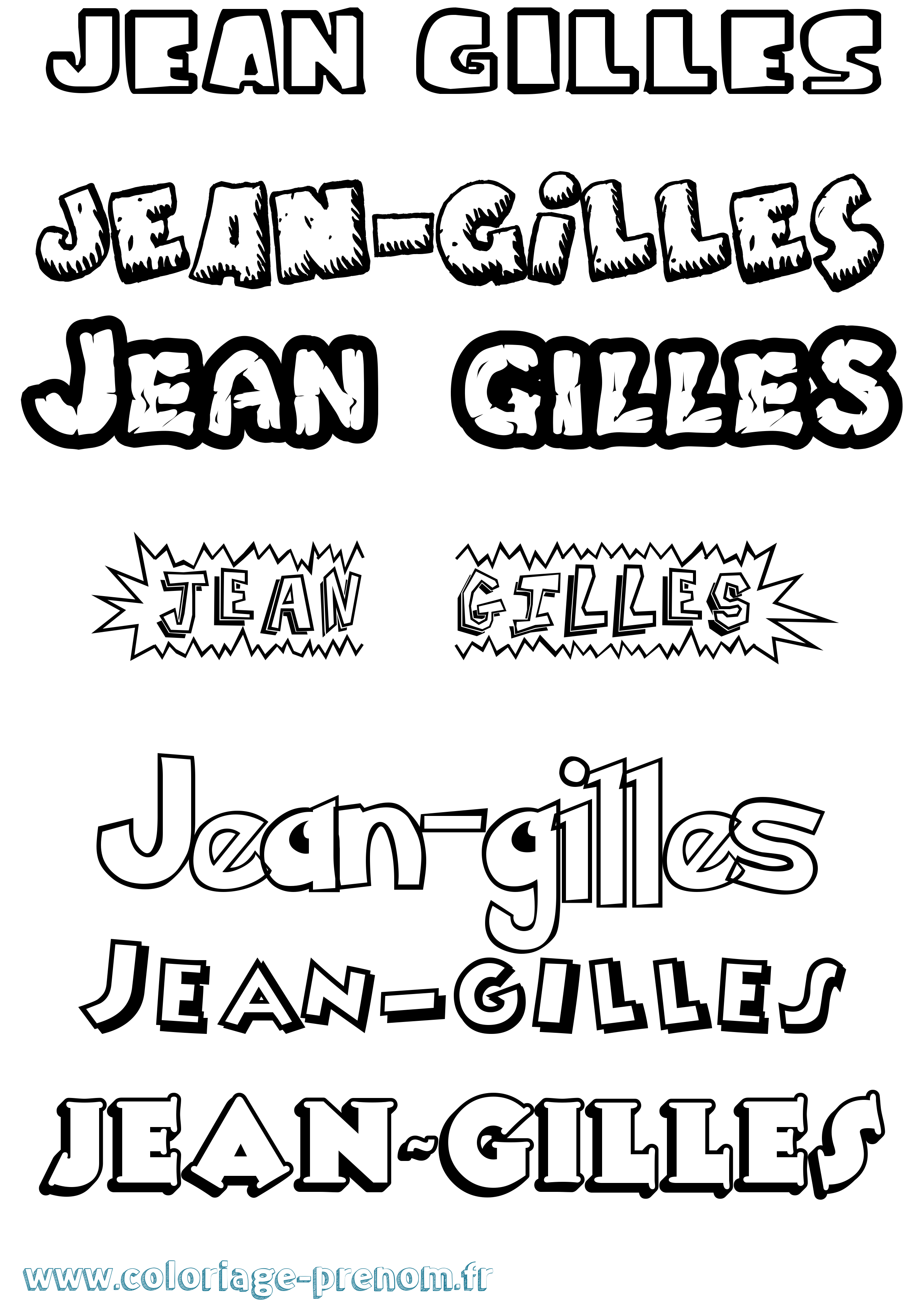 Coloriage Jean-Gilles Dessin Animé Coloriage prénom Jean-Gilles Dessin Animé