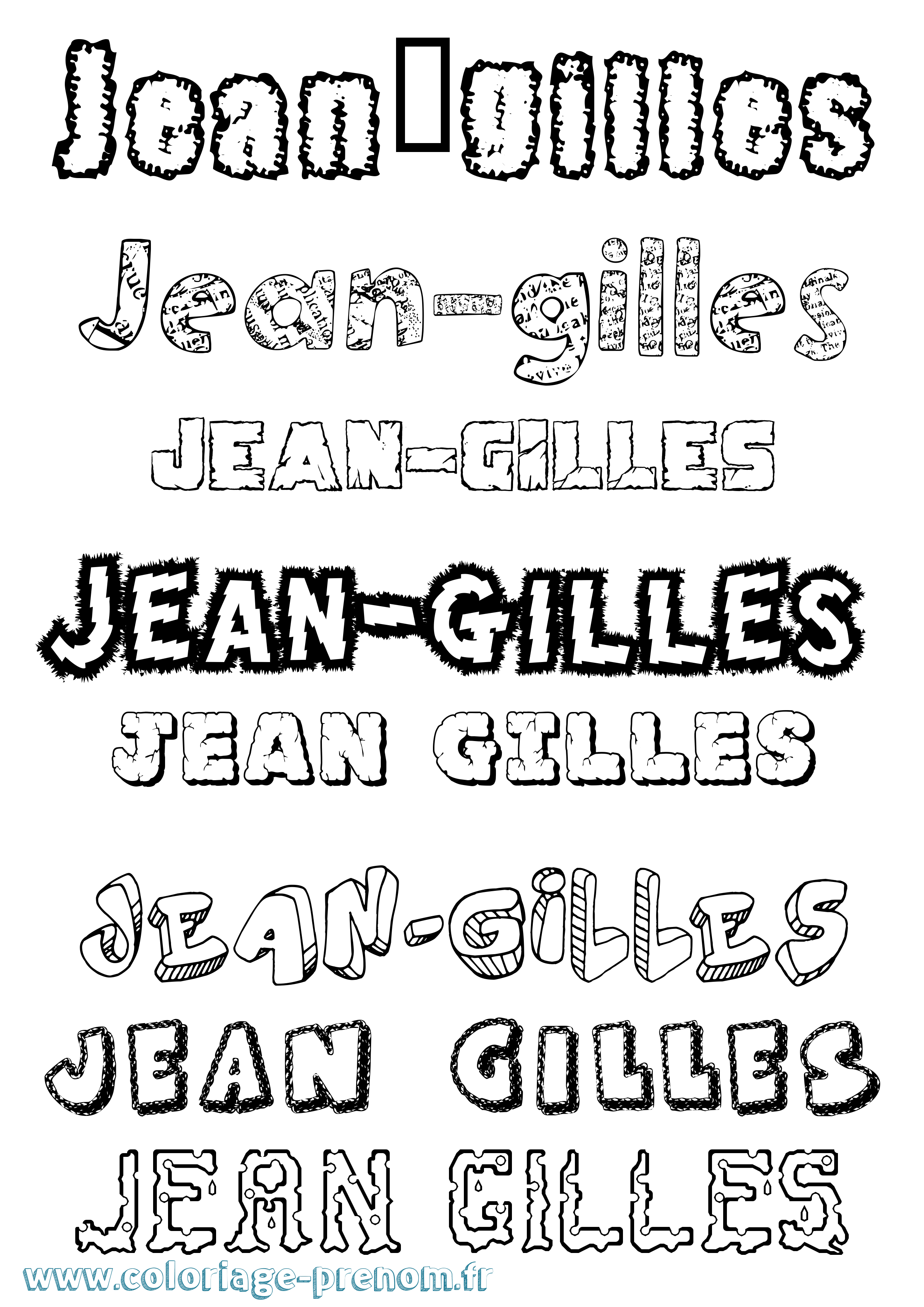Coloriage Jean-Gilles Destructuré Coloriage prénom Jean-Gilles Destructuré