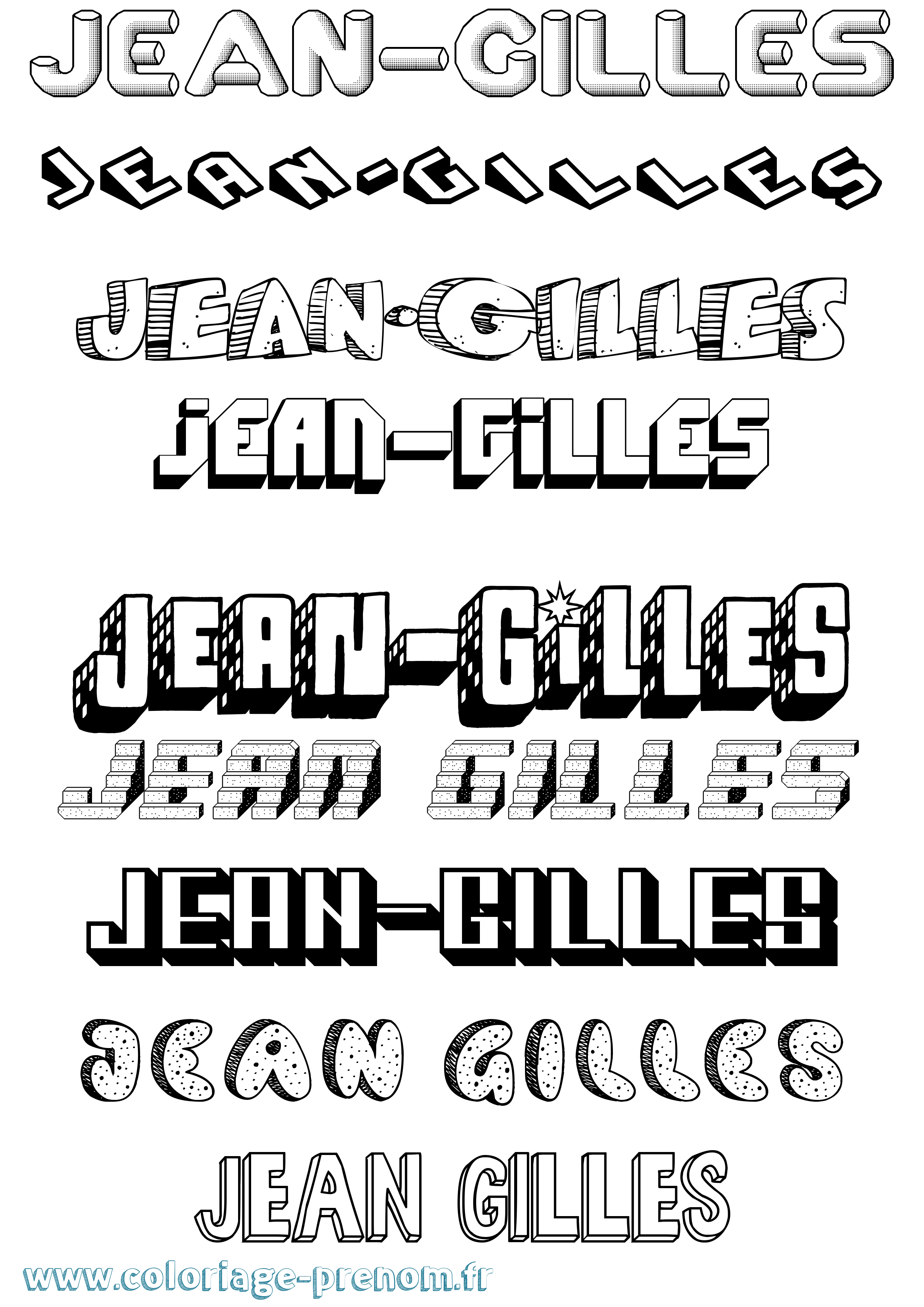 Coloriage Jean-Gilles Effet 3D Coloriage prénom Jean-Gilles Effet 3D