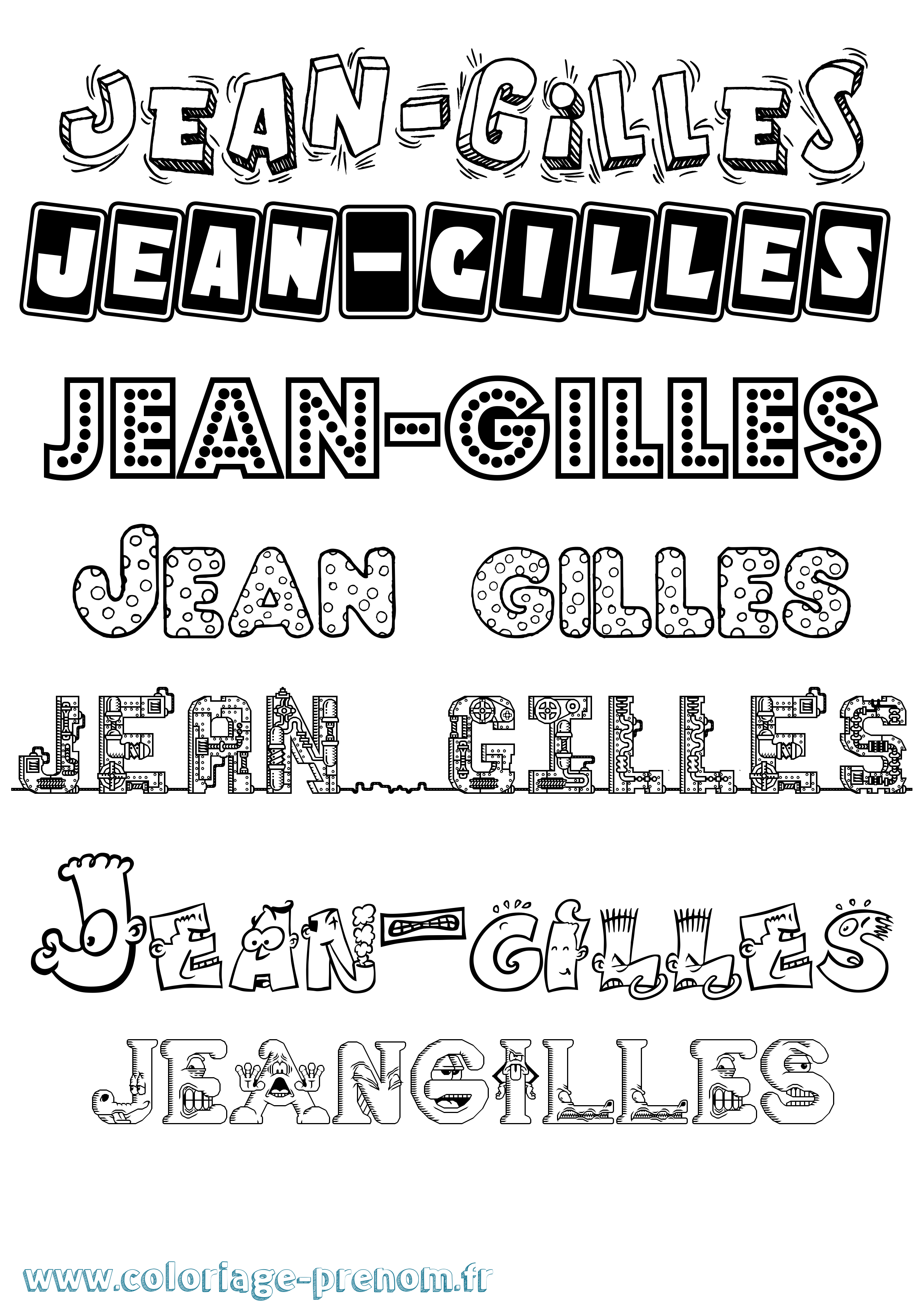 Coloriage Jean-Gilles Fun Coloriage prénom Jean-Gilles Fun