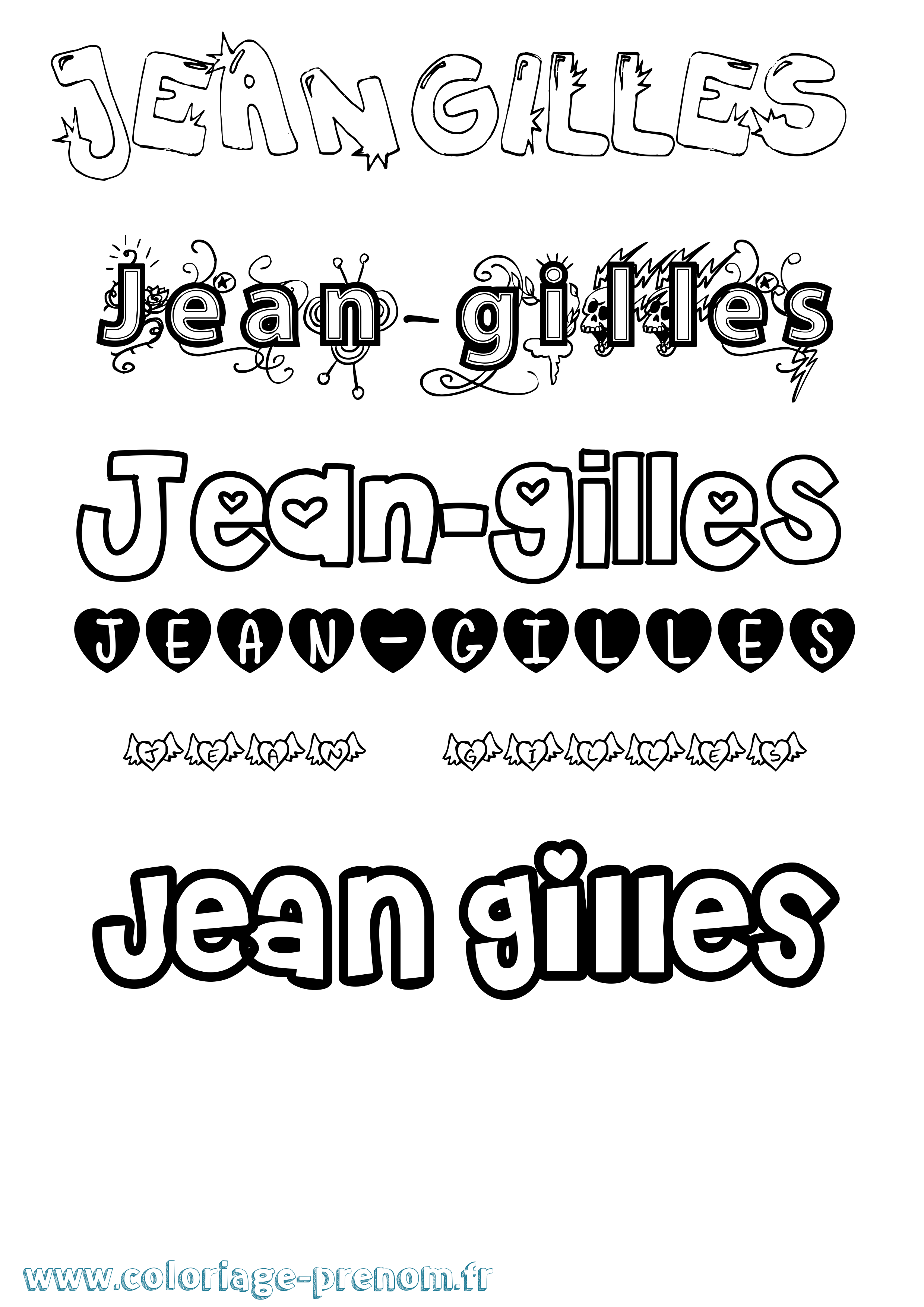 Coloriage Jean-Gilles Girly Coloriage prénom Jean-Gilles Girly