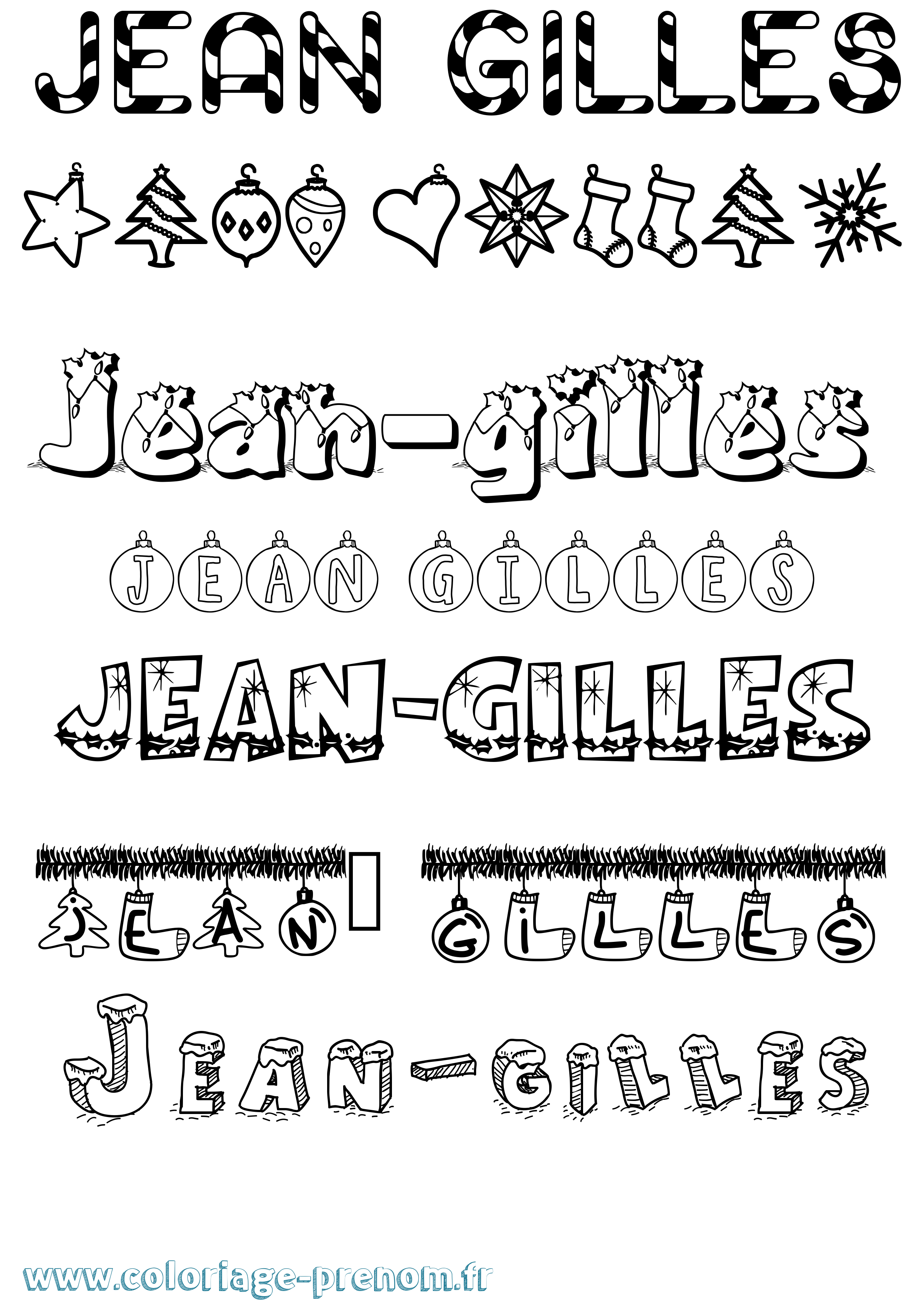 Coloriage Jean-Gilles Noël Coloriage prénom Jean-Gilles Noël