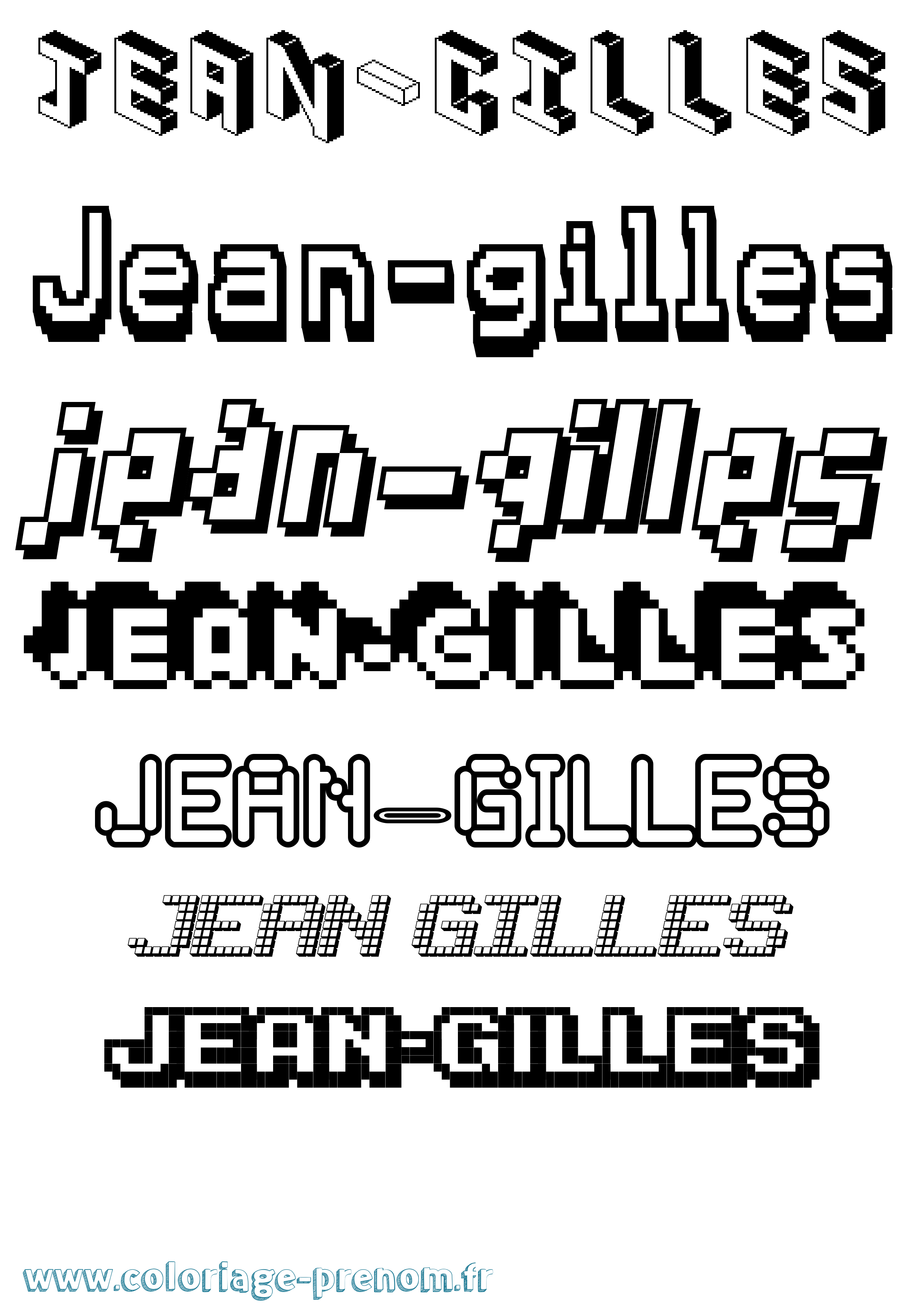 Coloriage Jean-Gilles Pixel Coloriage prénom Jean-Gilles Pixel