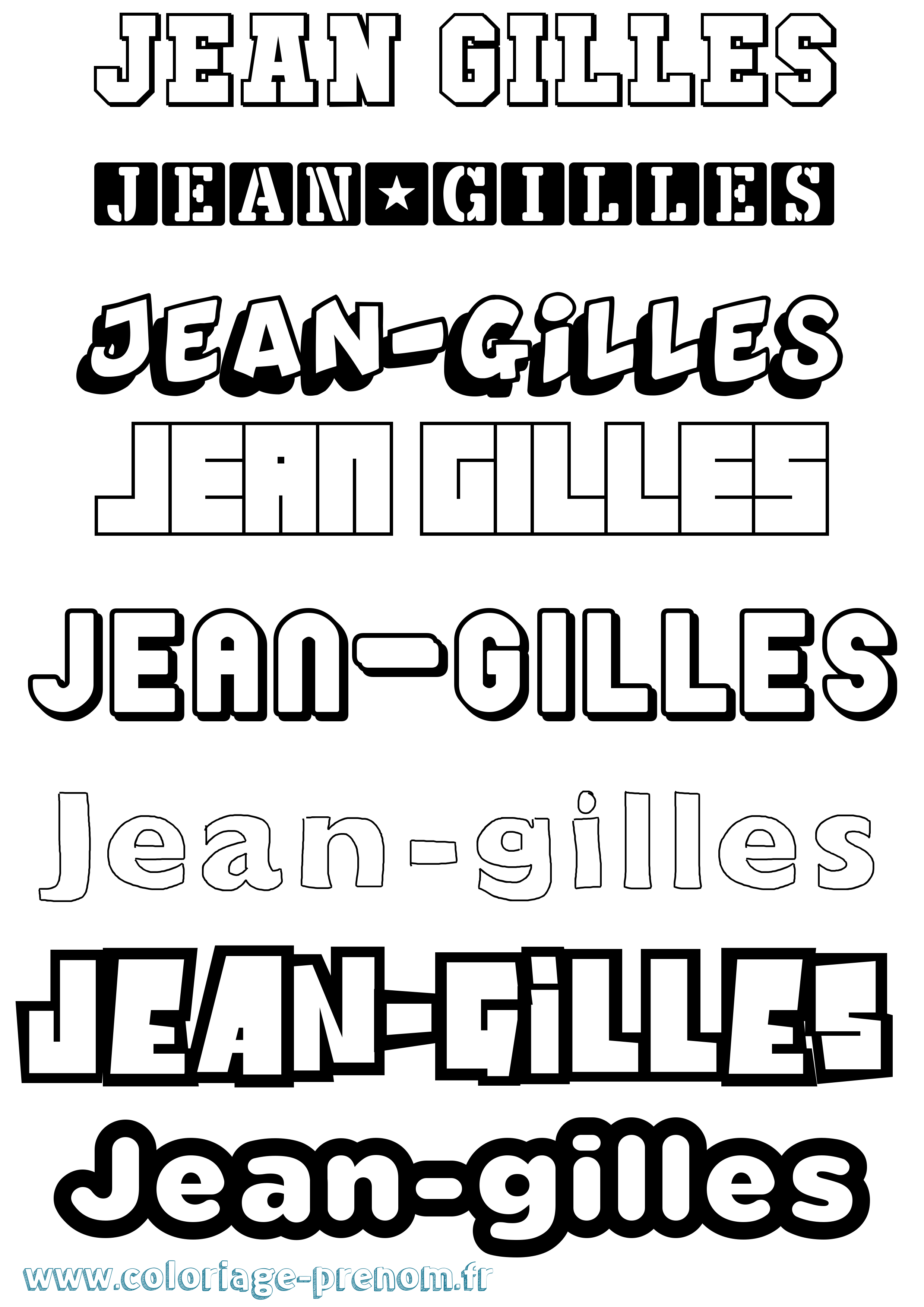Coloriage Jean-Gilles Simple Coloriage prénom Jean-Gilles Simple