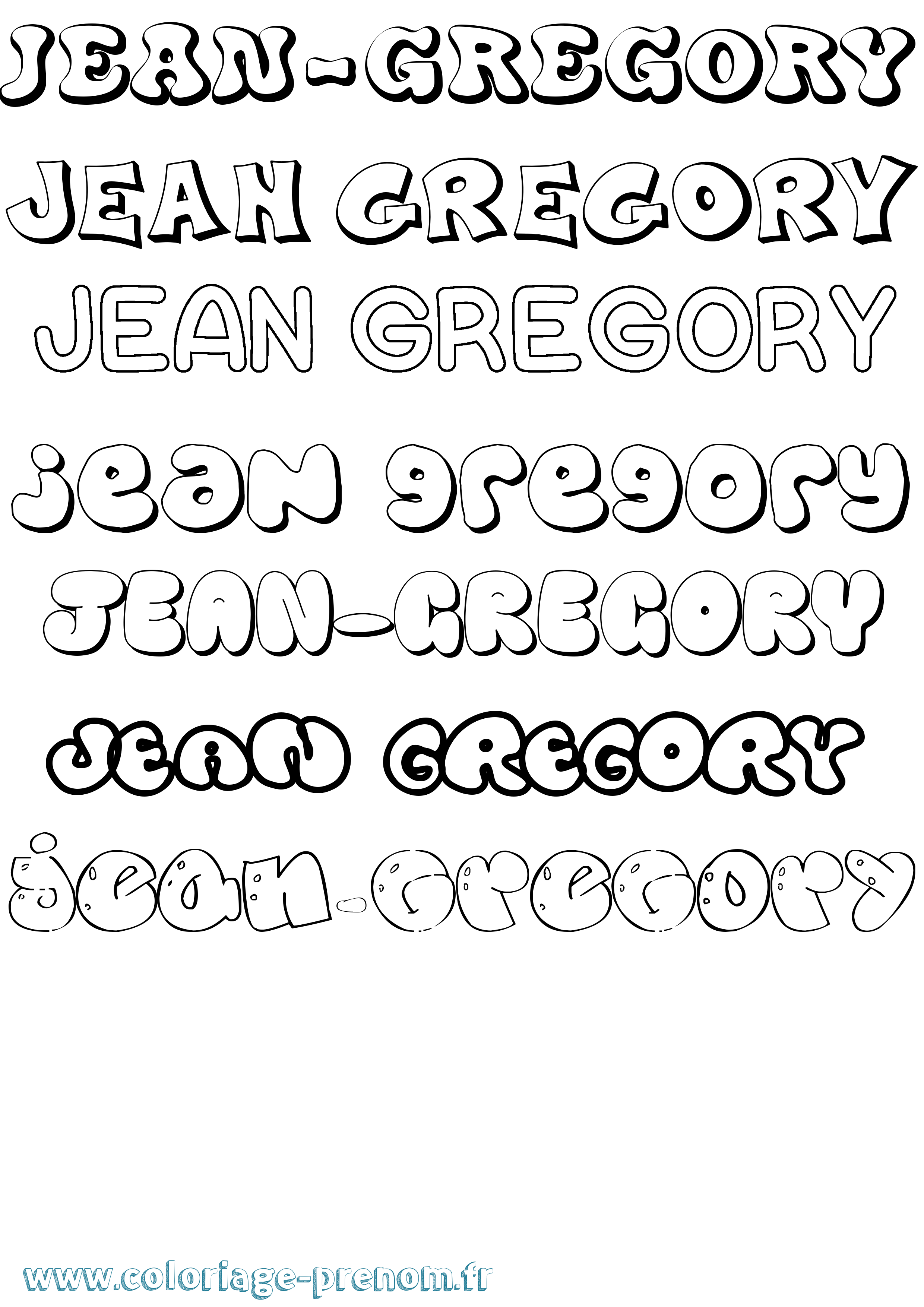 Coloriage Jean-Gregory Bubble Coloriage prénom Jean-Gregory Bubble