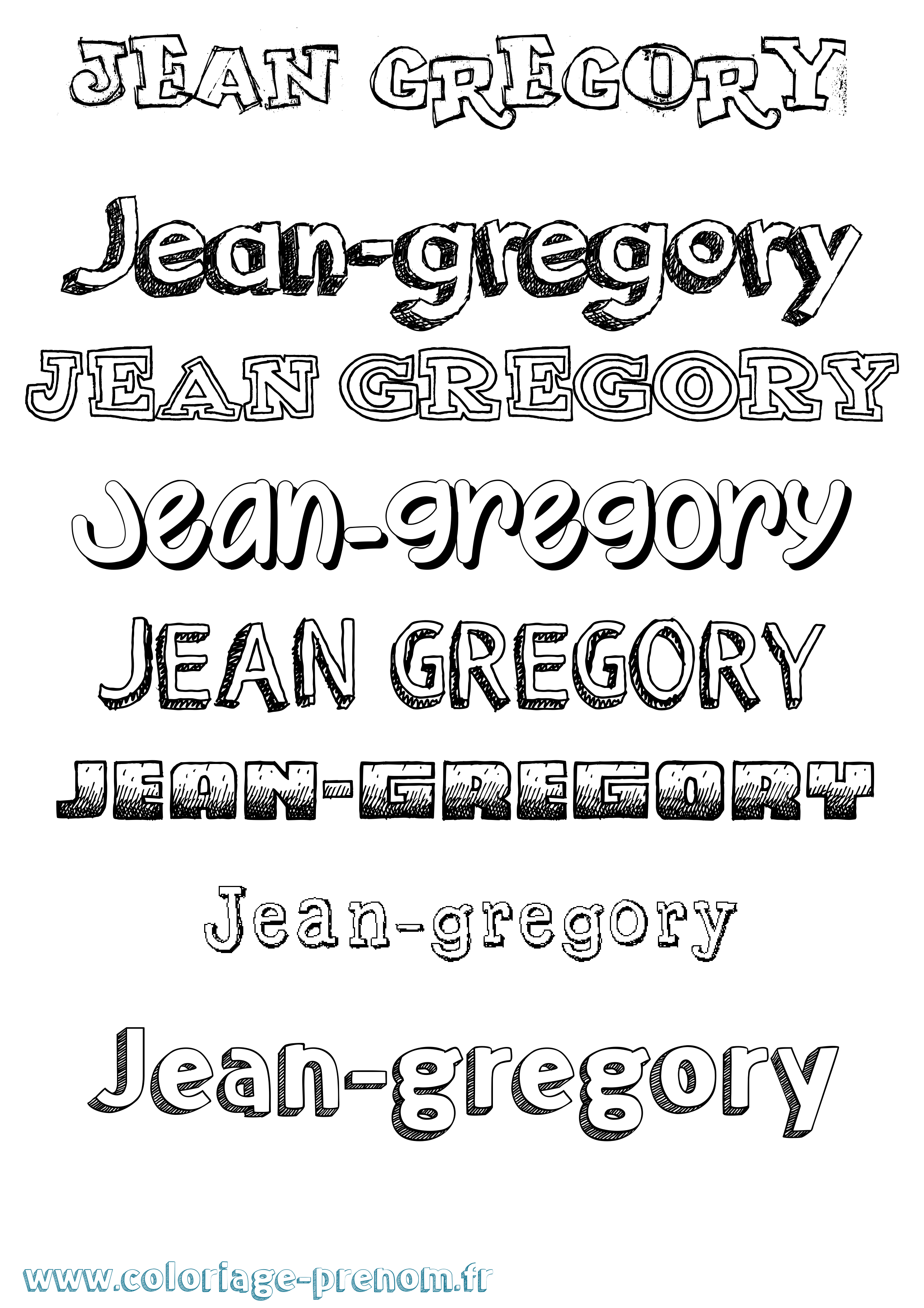 Coloriage Jean-Gregory Dessiné Coloriage prénom Jean-Gregory Dessiné
