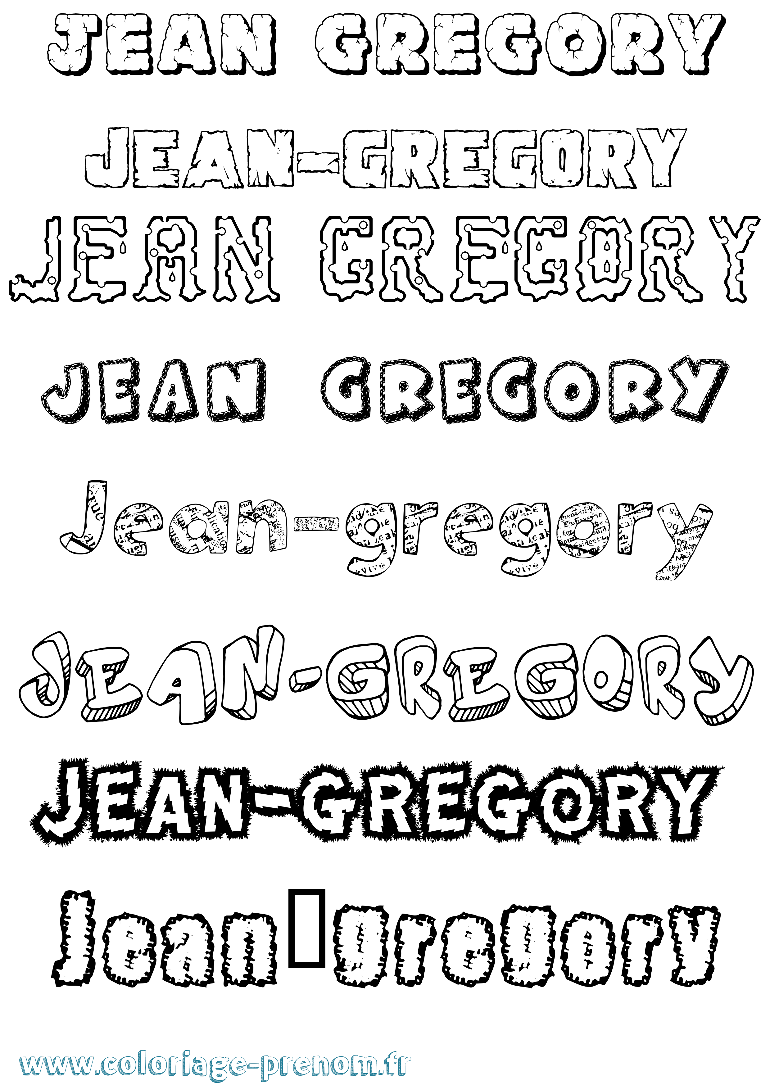 Coloriage Jean-Gregory Destructuré Coloriage prénom Jean-Gregory Destructuré