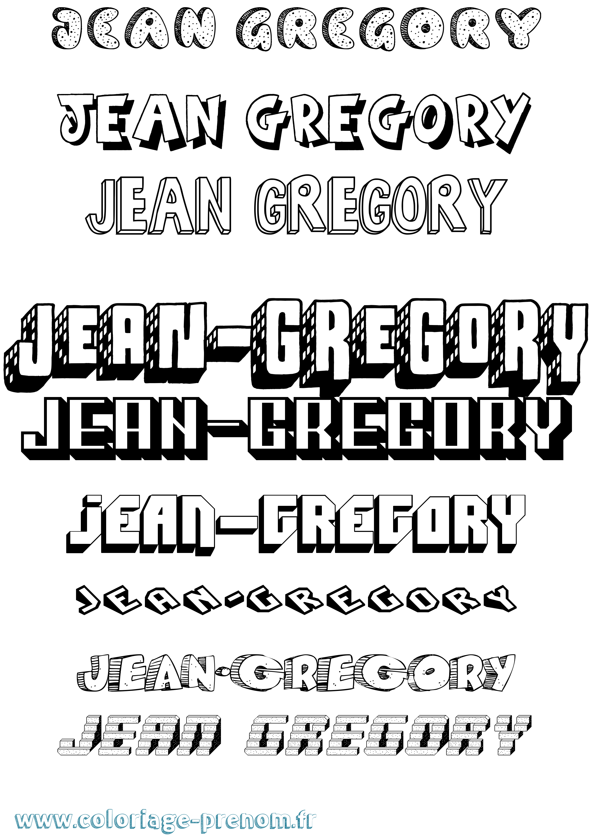 Coloriage Jean-Gregory Effet 3D Coloriage prénom Jean-Gregory Effet 3D