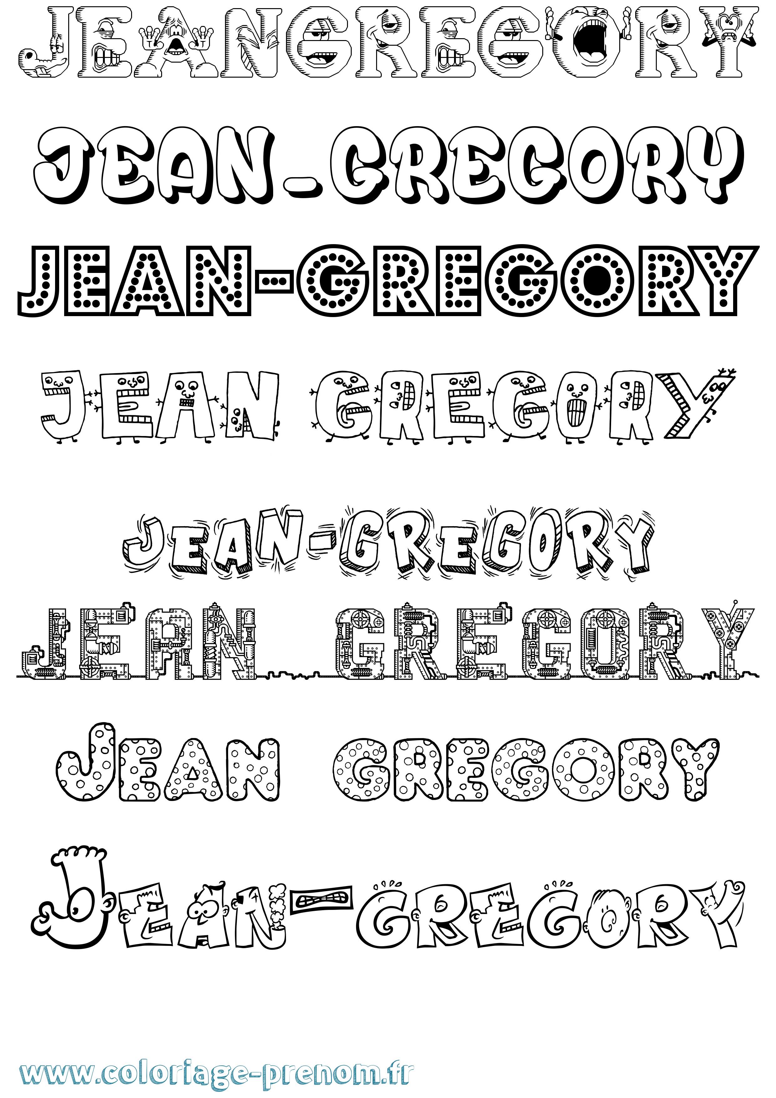 Coloriage Jean-Gregory Fun Coloriage prénom Jean-Gregory Fun