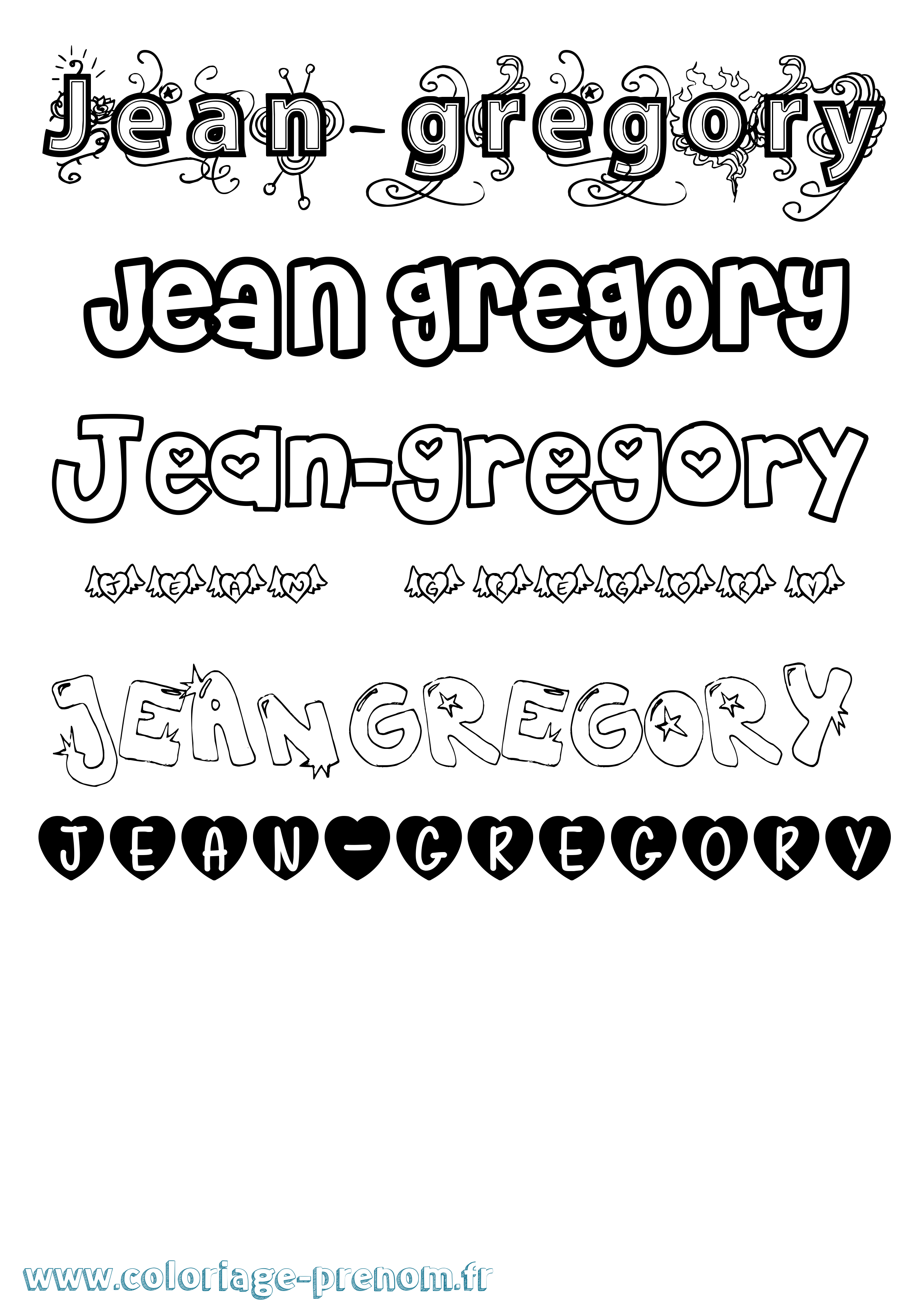 Coloriage Jean-Gregory Girly Coloriage prénom Jean-Gregory Girly