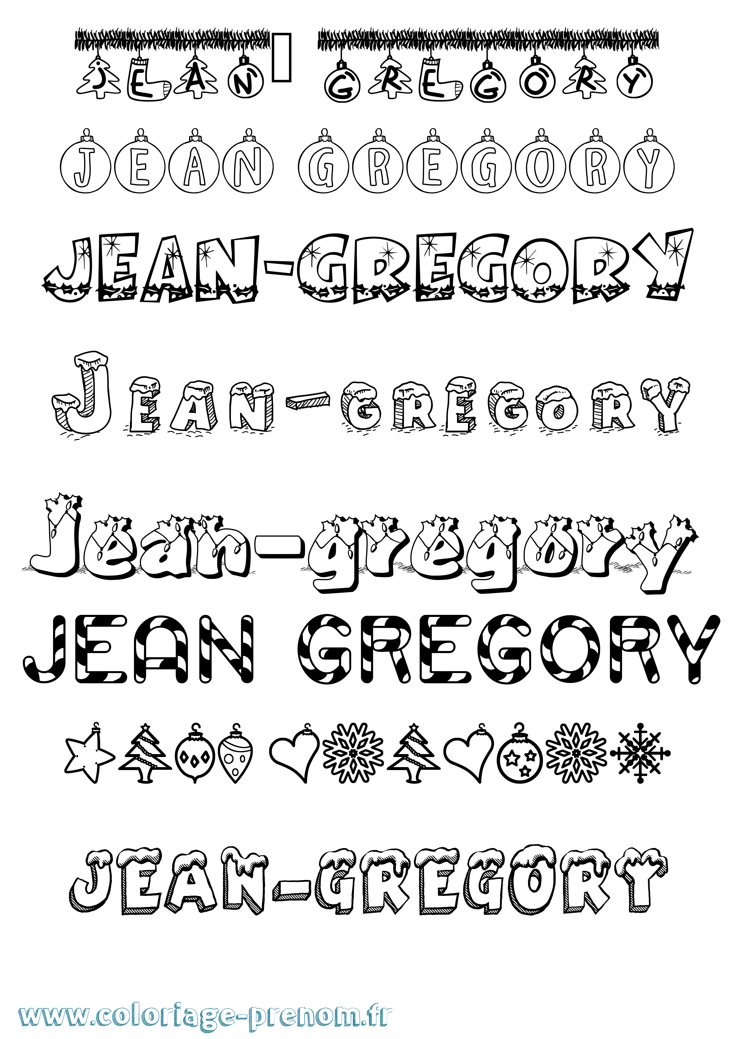 Coloriage Jean-Gregory Noël Coloriage prénom Jean-Gregory Noël