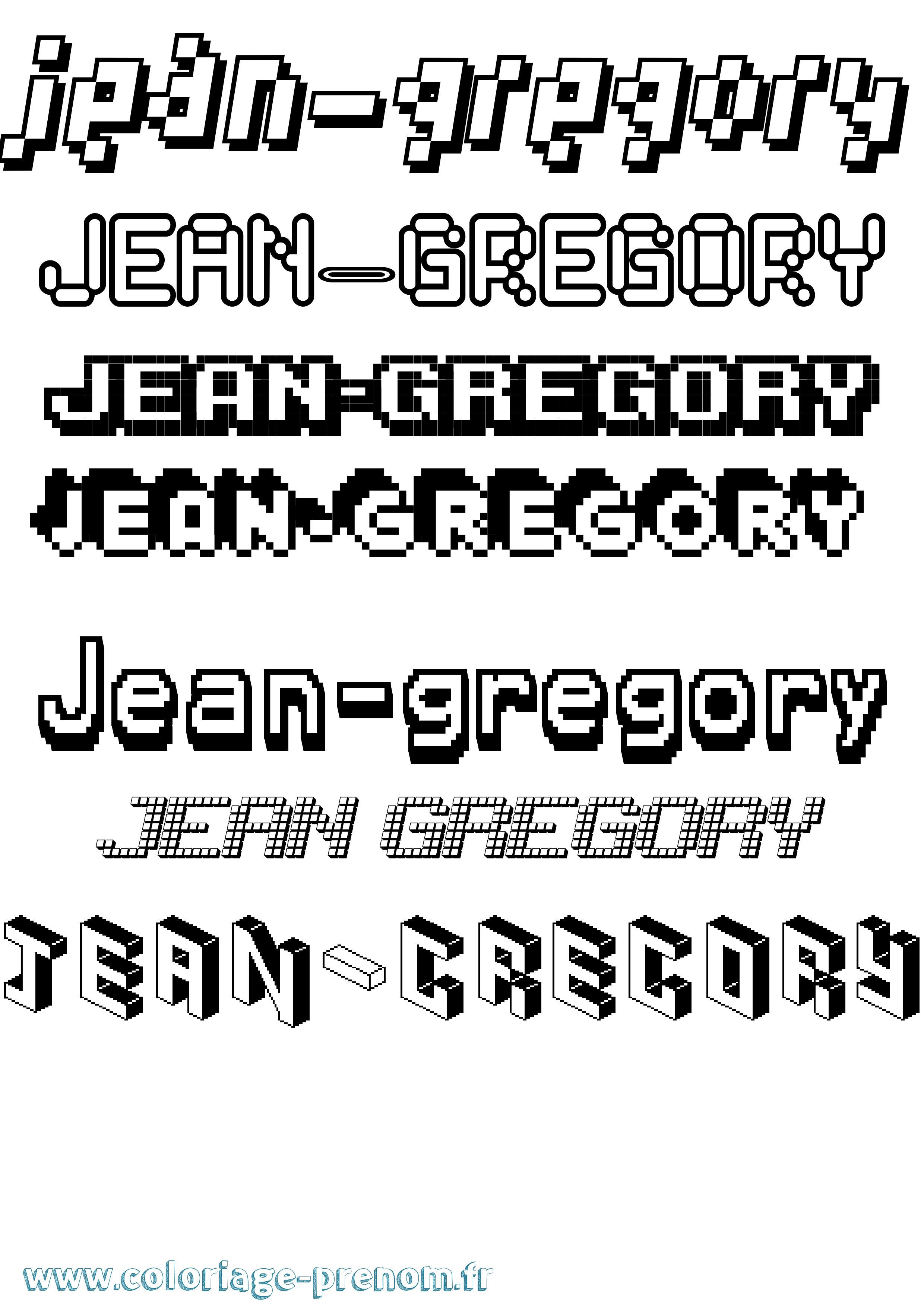 Coloriage Jean-Gregory Pixel Coloriage prénom Jean-Gregory Pixel