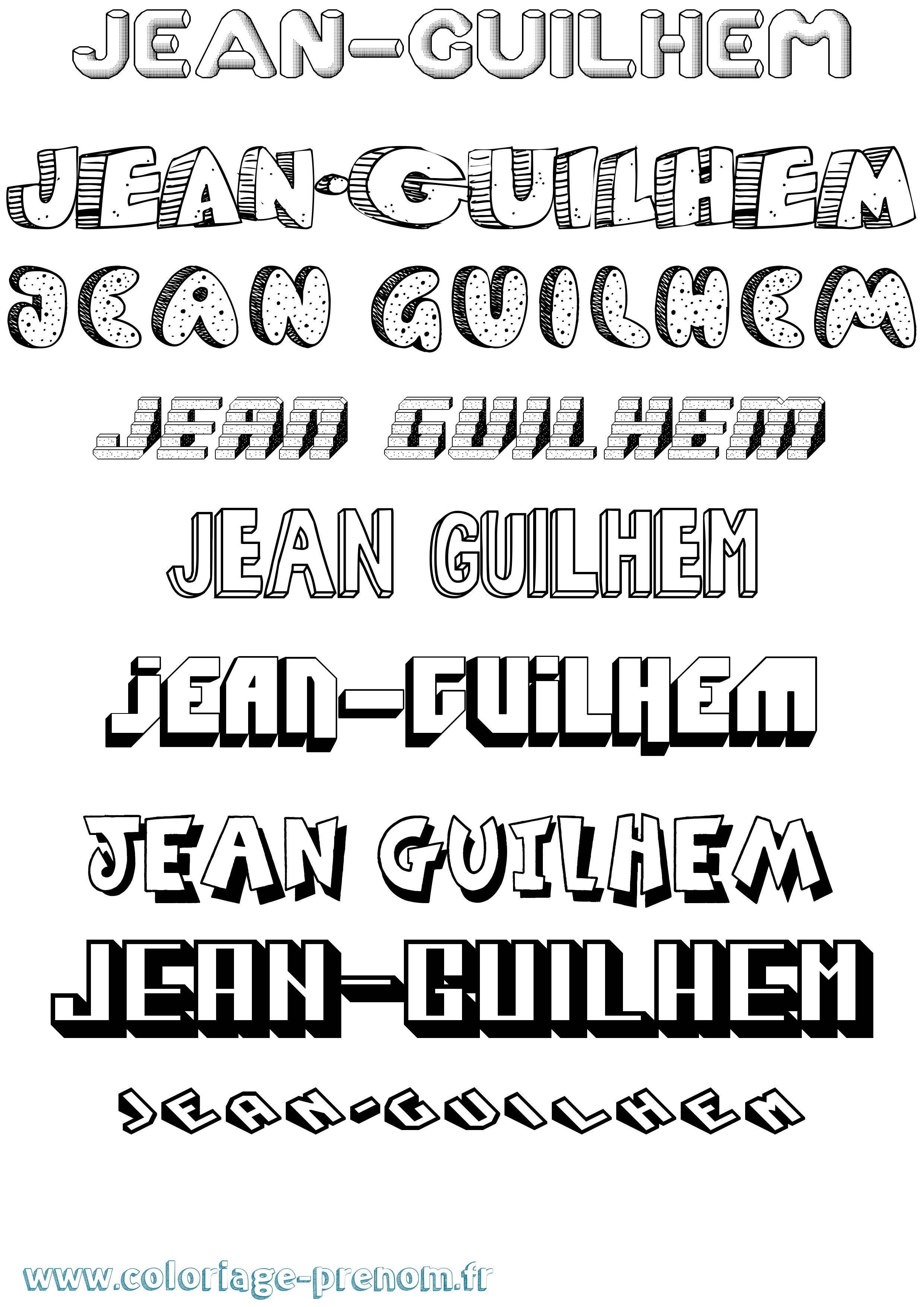 Coloriage Jean-Guilhem Effet 3D Coloriage prénom Jean-Guilhem Effet 3D