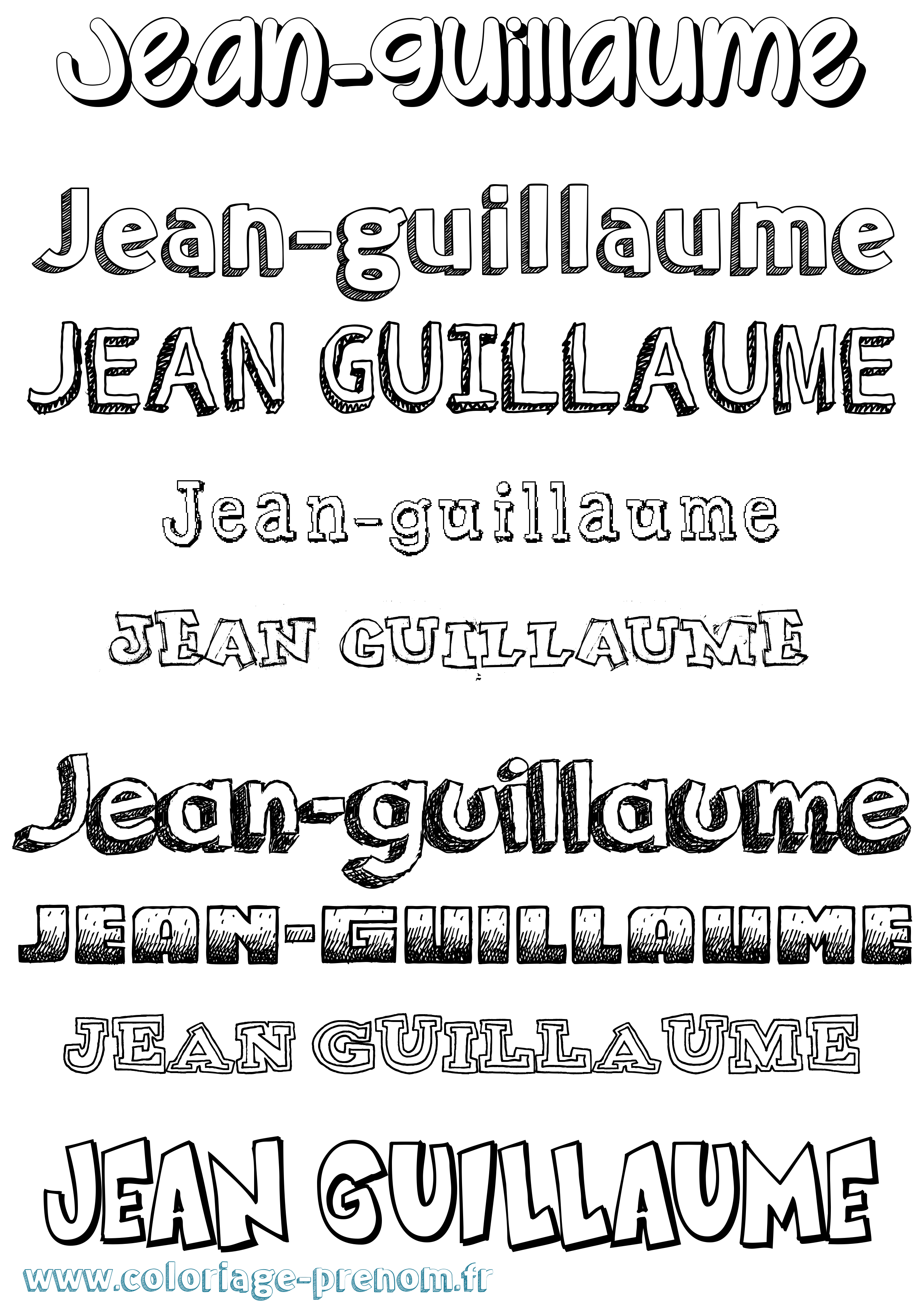 Coloriage Jean-Guillaume Dessiné Coloriage prénom Jean-Guillaume Dessiné