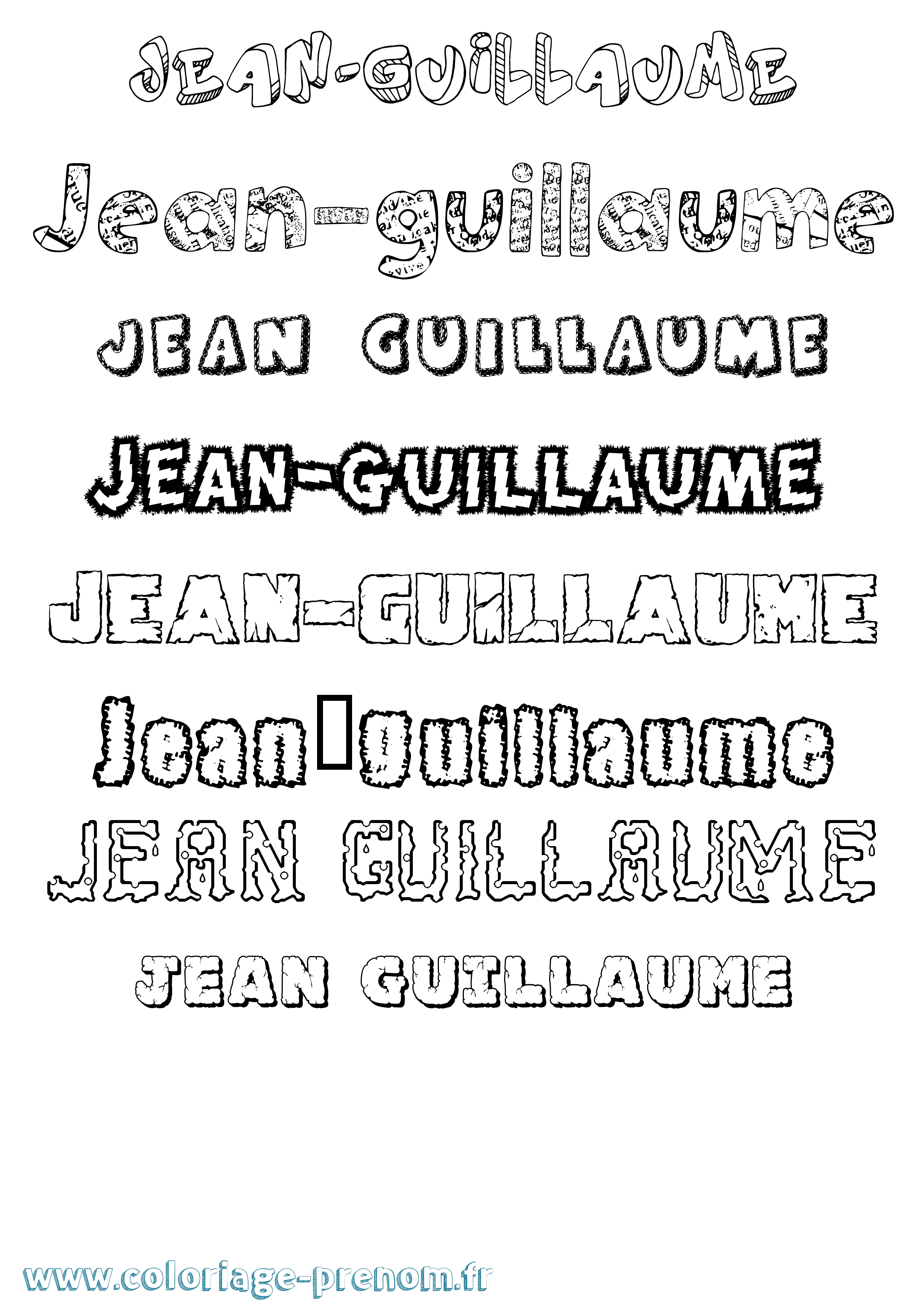 Coloriage Jean-Guillaume Destructuré Coloriage prénom Jean-Guillaume Destructuré