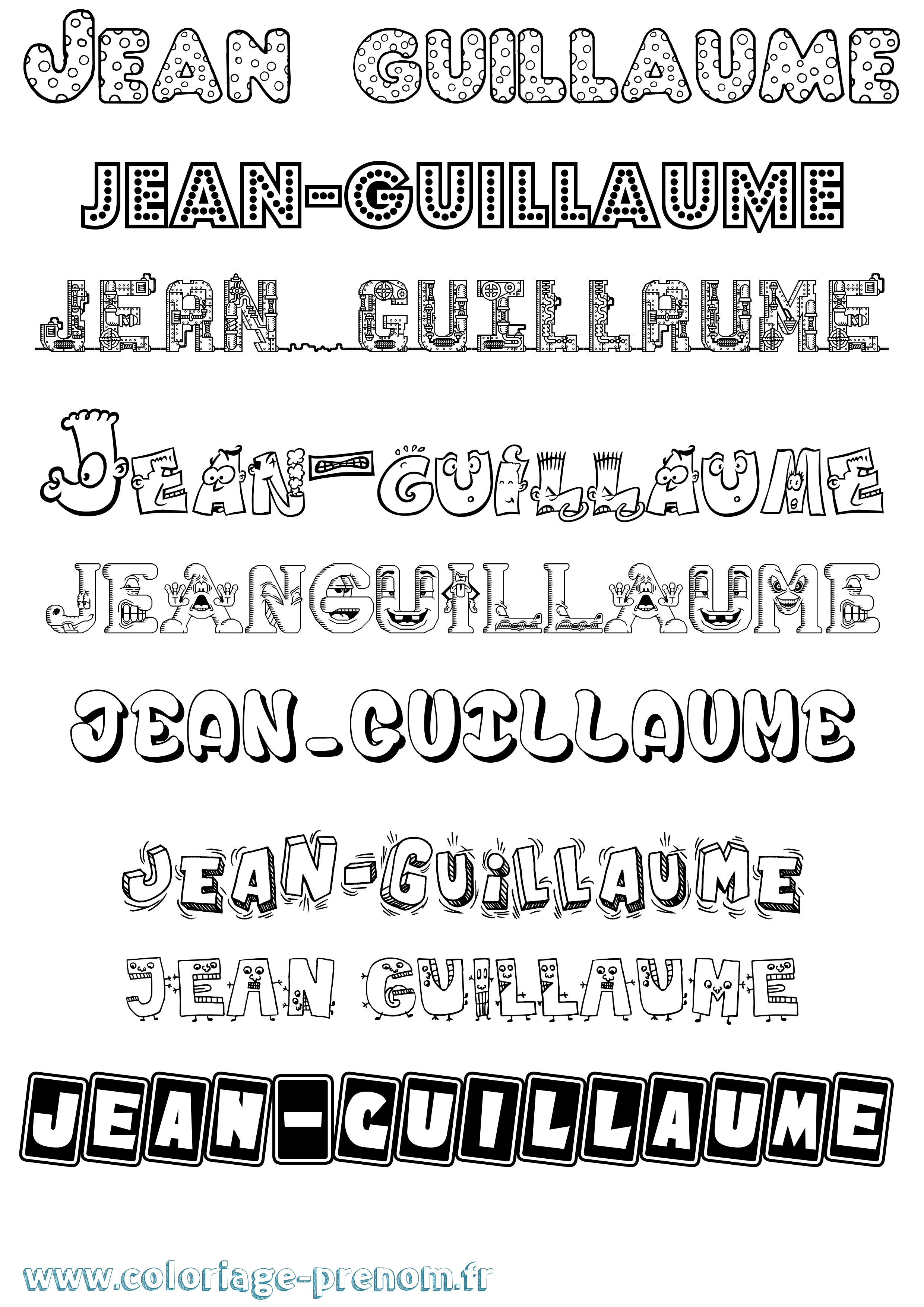 Coloriage Jean-Guillaume Fun Coloriage prénom Jean-Guillaume Fun
