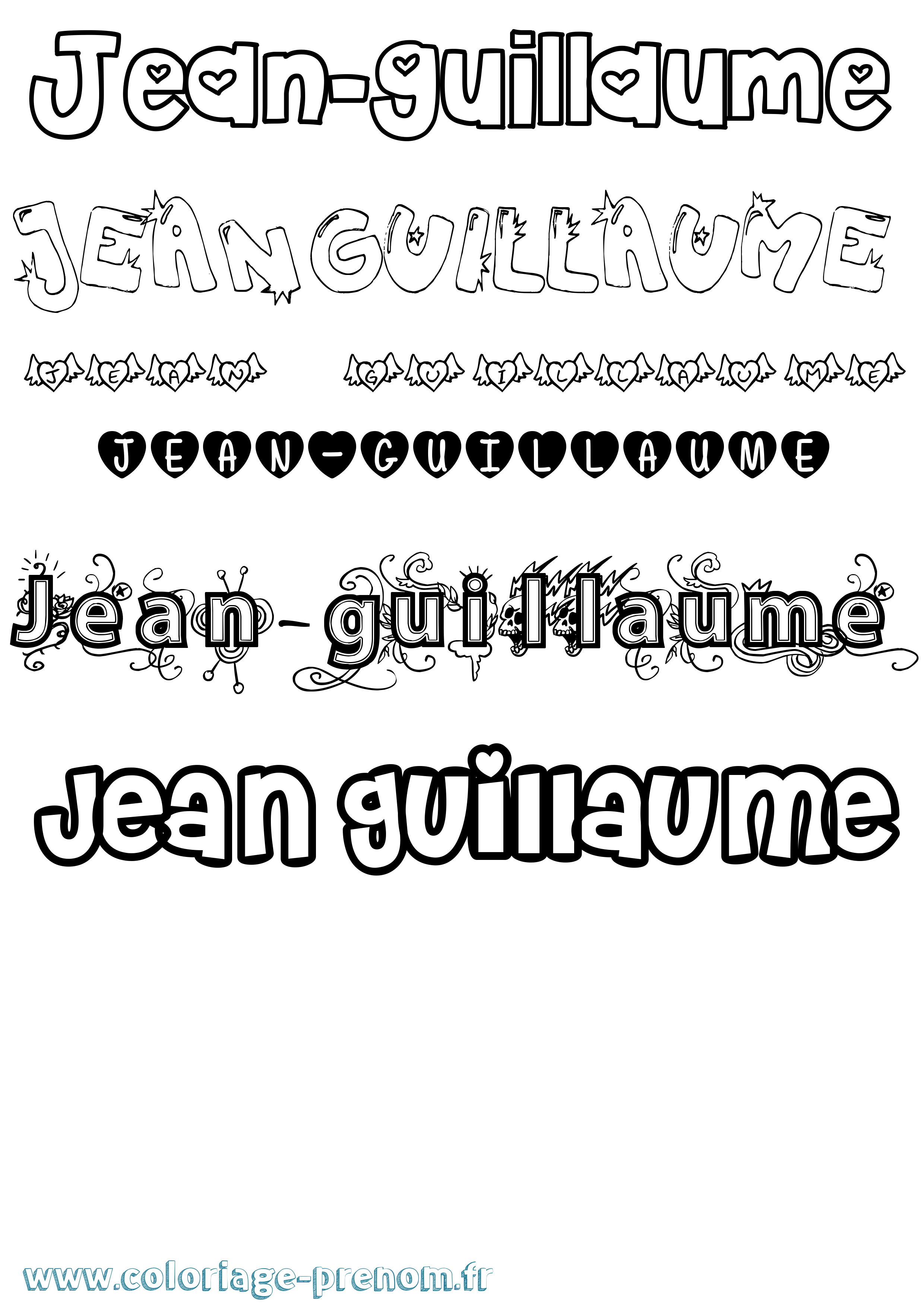 Coloriage Jean-Guillaume Girly Coloriage prénom Jean-Guillaume Girly