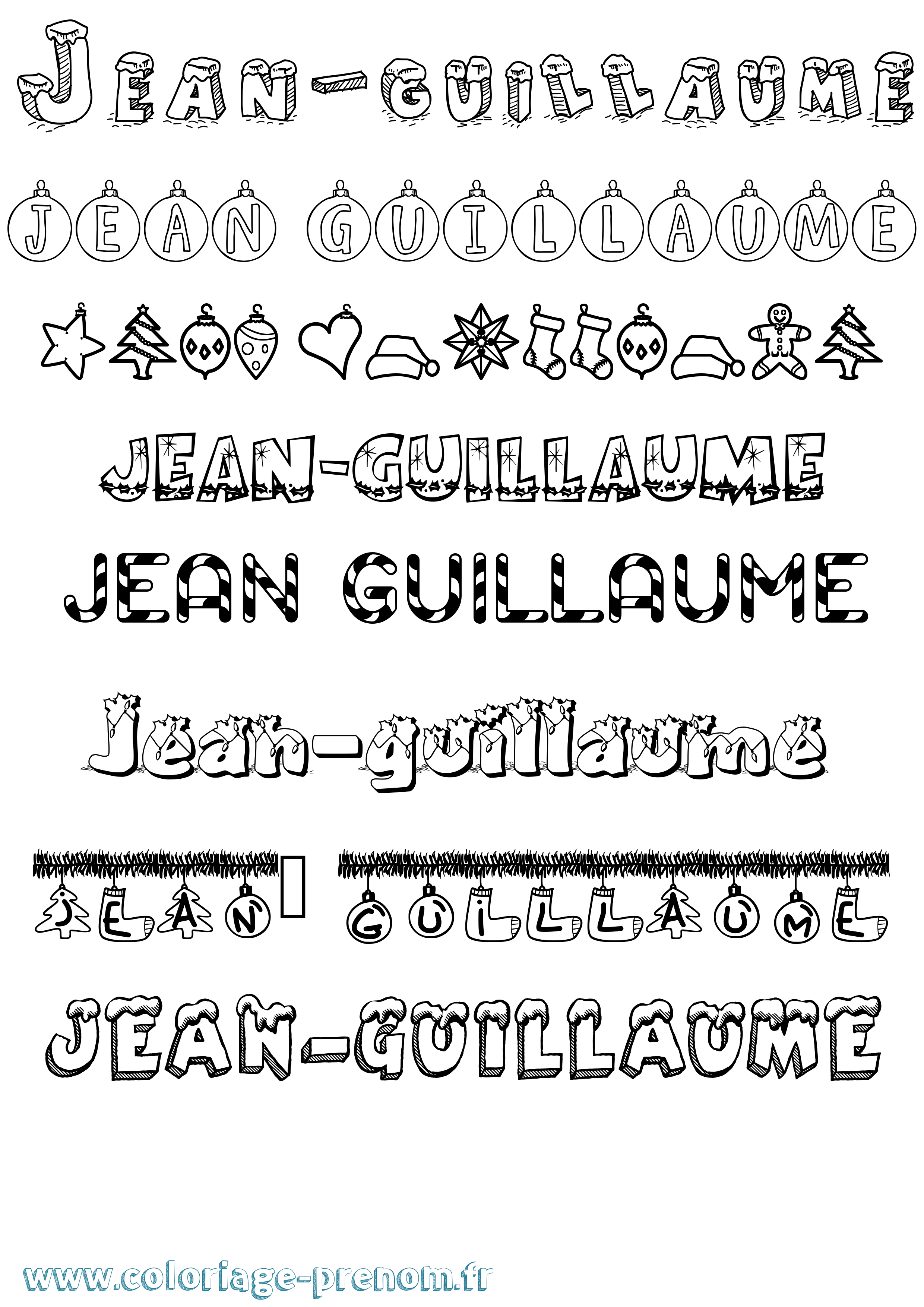 Coloriage Jean-Guillaume Noël Coloriage prénom Jean-Guillaume Noël