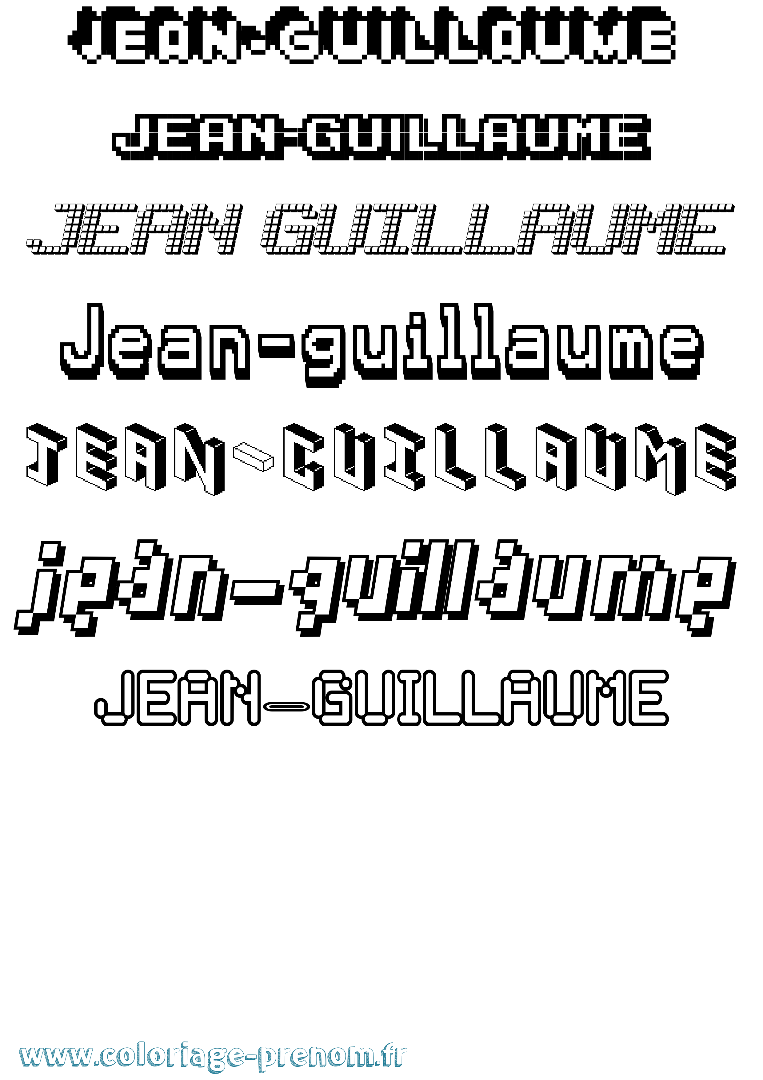 Coloriage Jean-Guillaume Pixel Coloriage prénom Jean-Guillaume Pixel