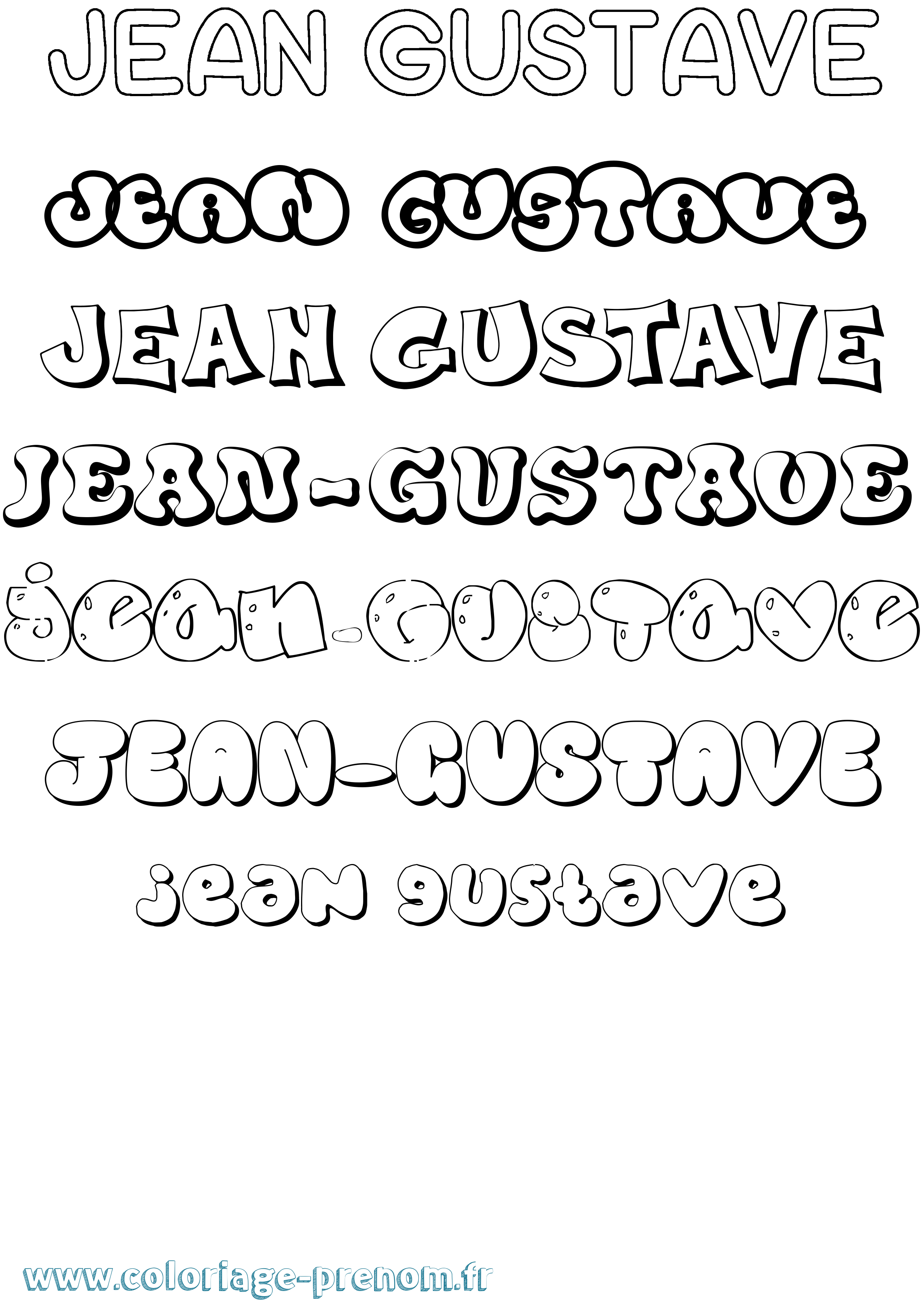 Coloriage Jean-Gustave Bubble Coloriage prénom Jean-Gustave Bubble