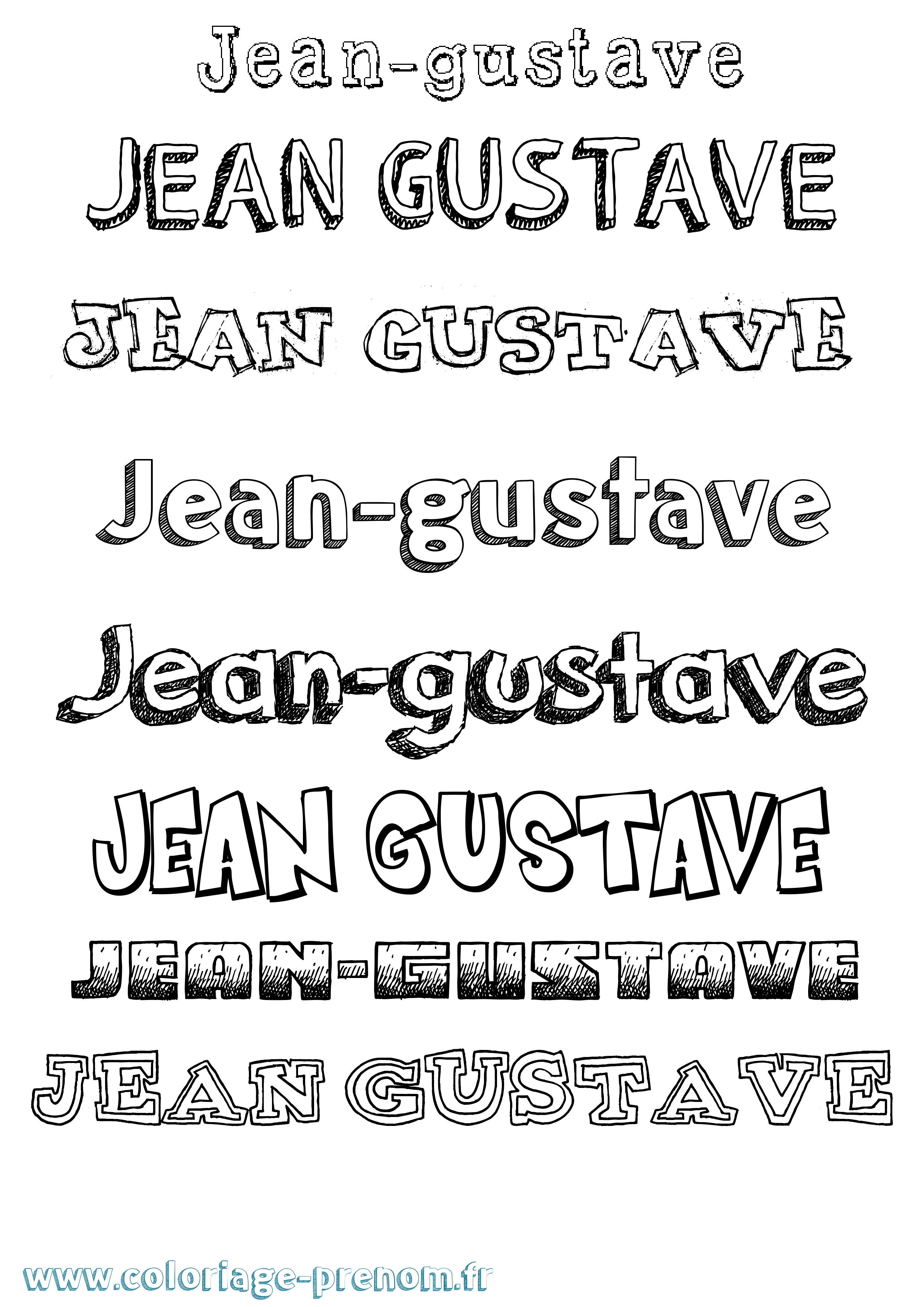 Coloriage Jean-Gustave Dessiné Coloriage prénom Jean-Gustave Dessiné