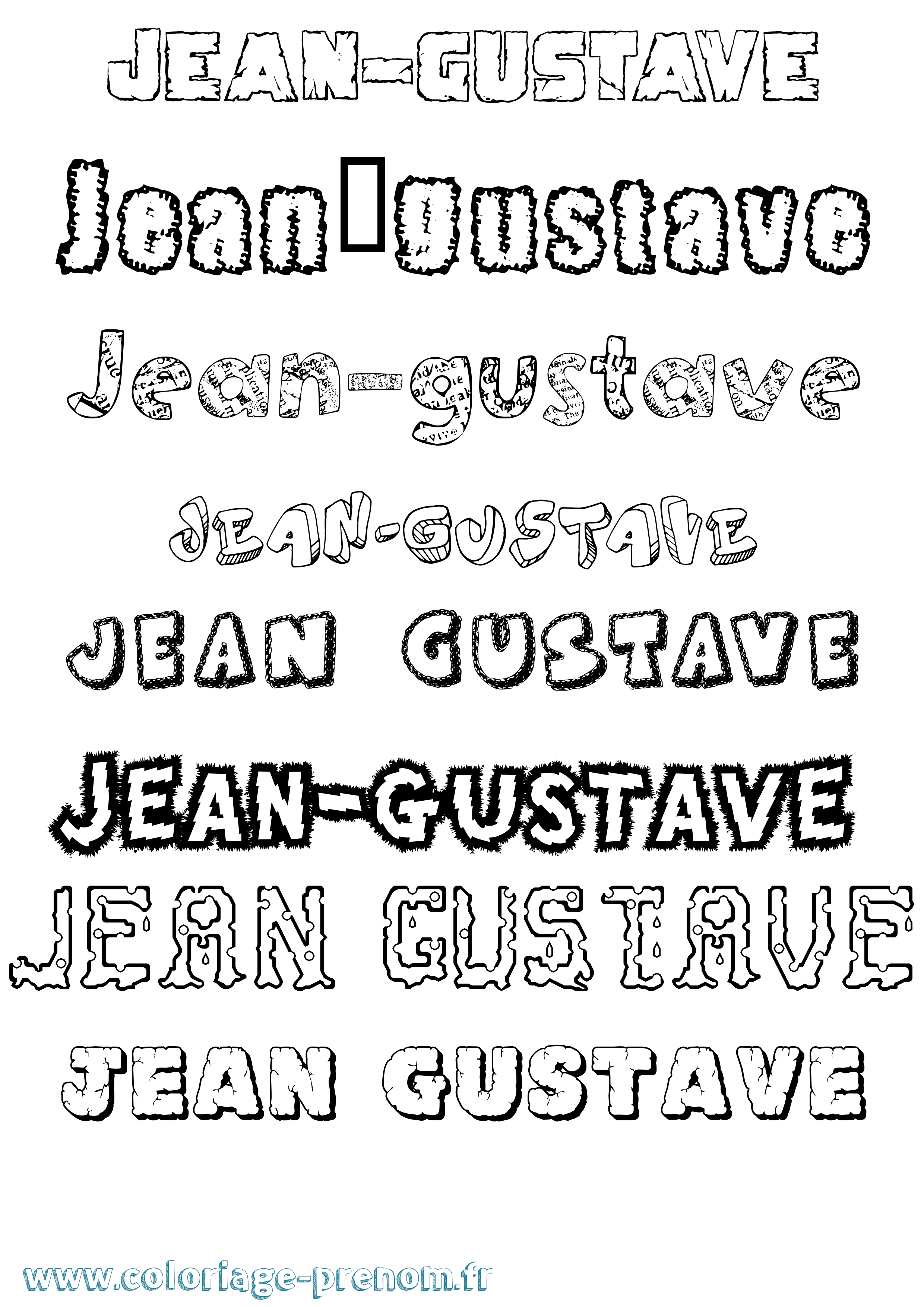 Coloriage Jean-Gustave Destructuré Coloriage prénom Jean-Gustave Destructuré