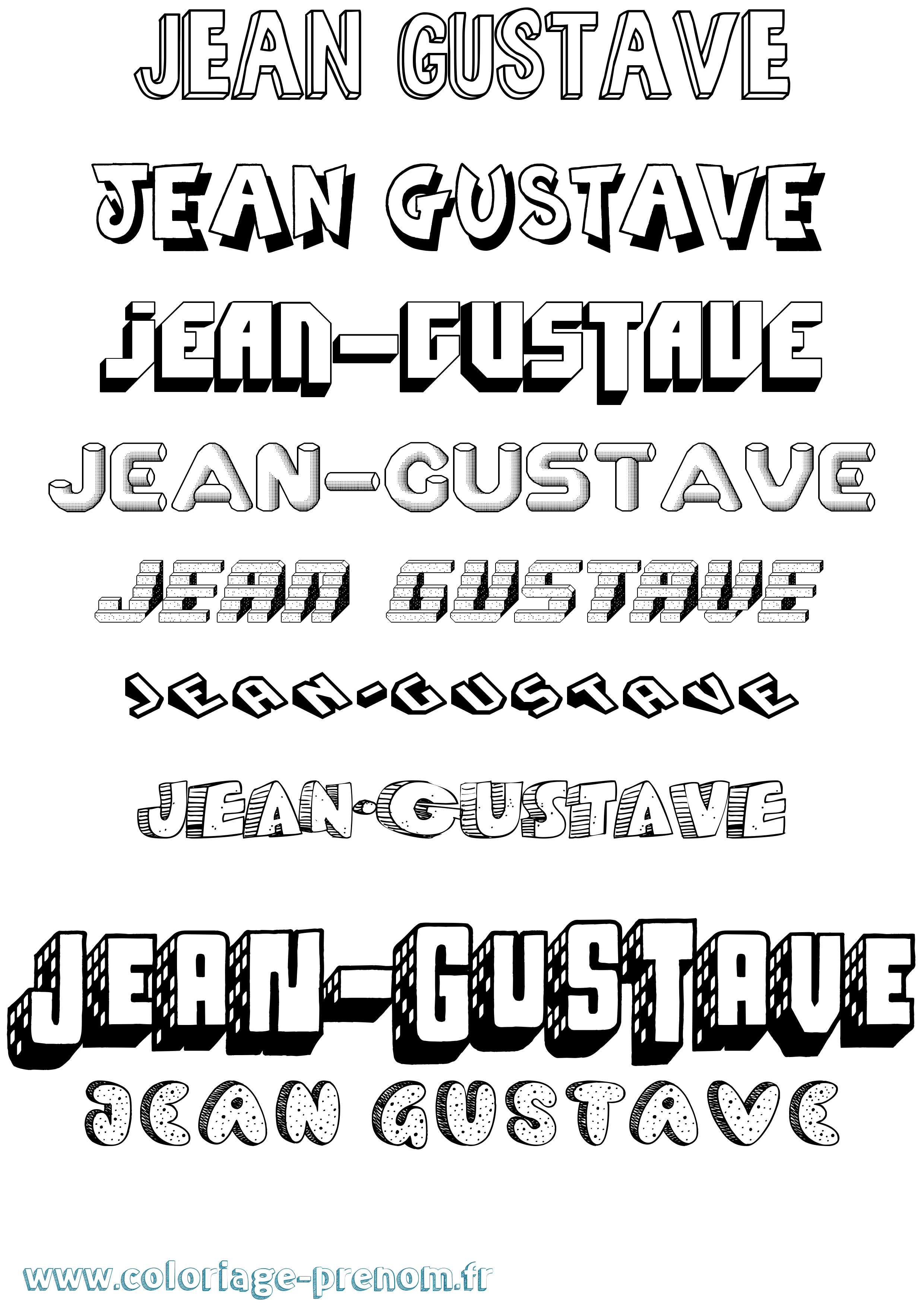 Coloriage Jean-Gustave Effet 3D Coloriage prénom Jean-Gustave Effet 3D