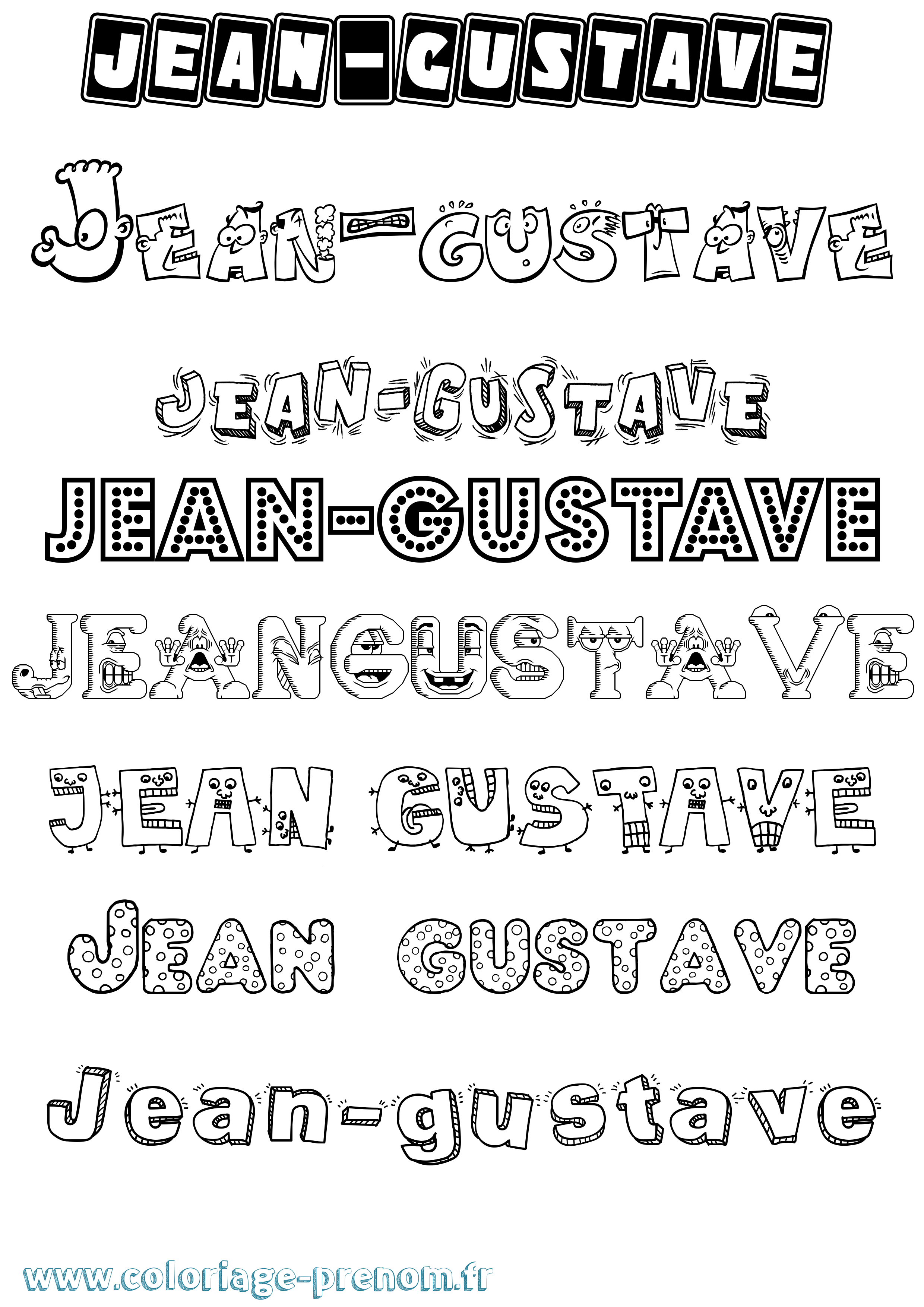 Coloriage Jean-Gustave Fun Coloriage prénom Jean-Gustave Fun