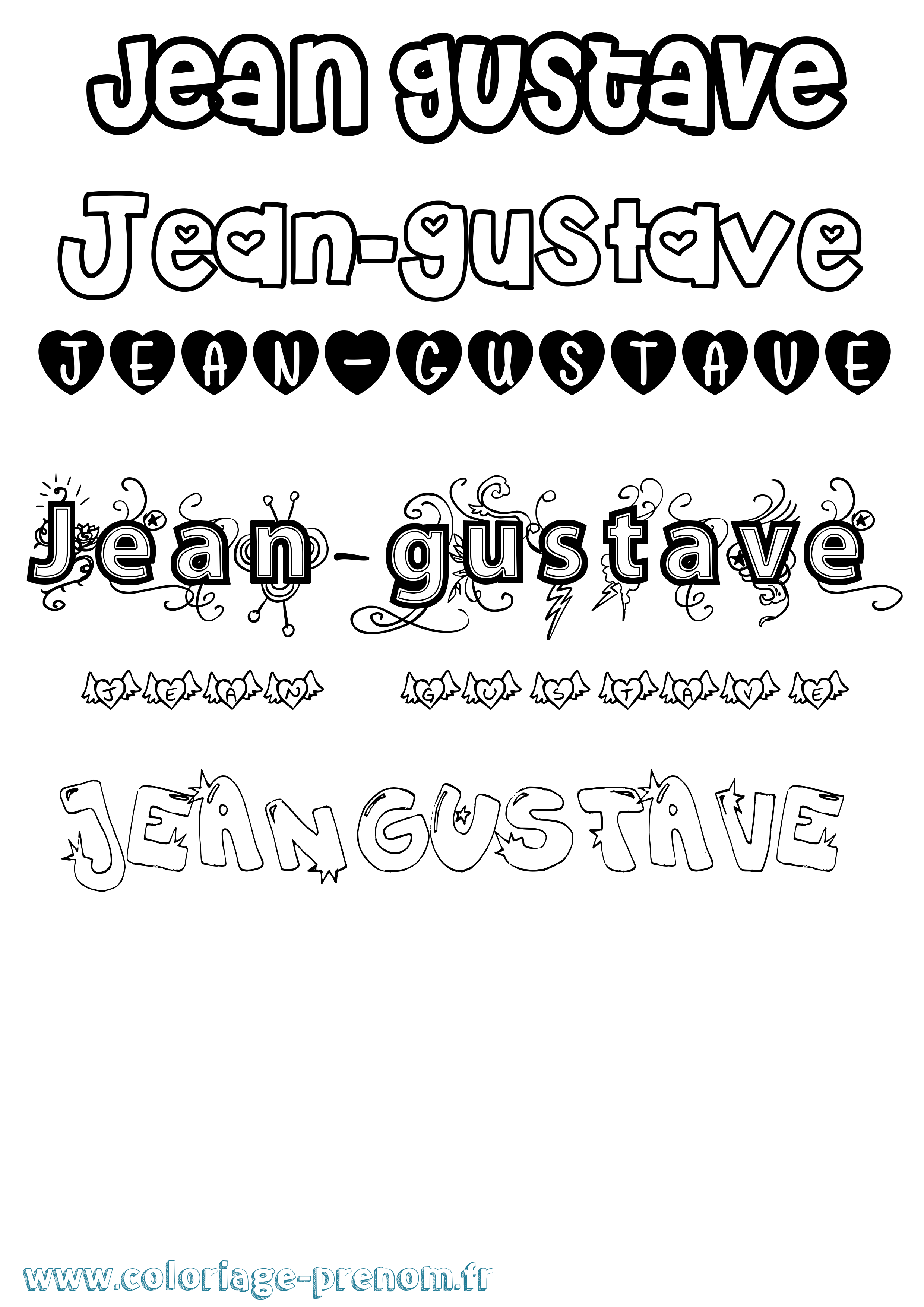 Coloriage Jean-Gustave Girly Coloriage prénom Jean-Gustave Girly