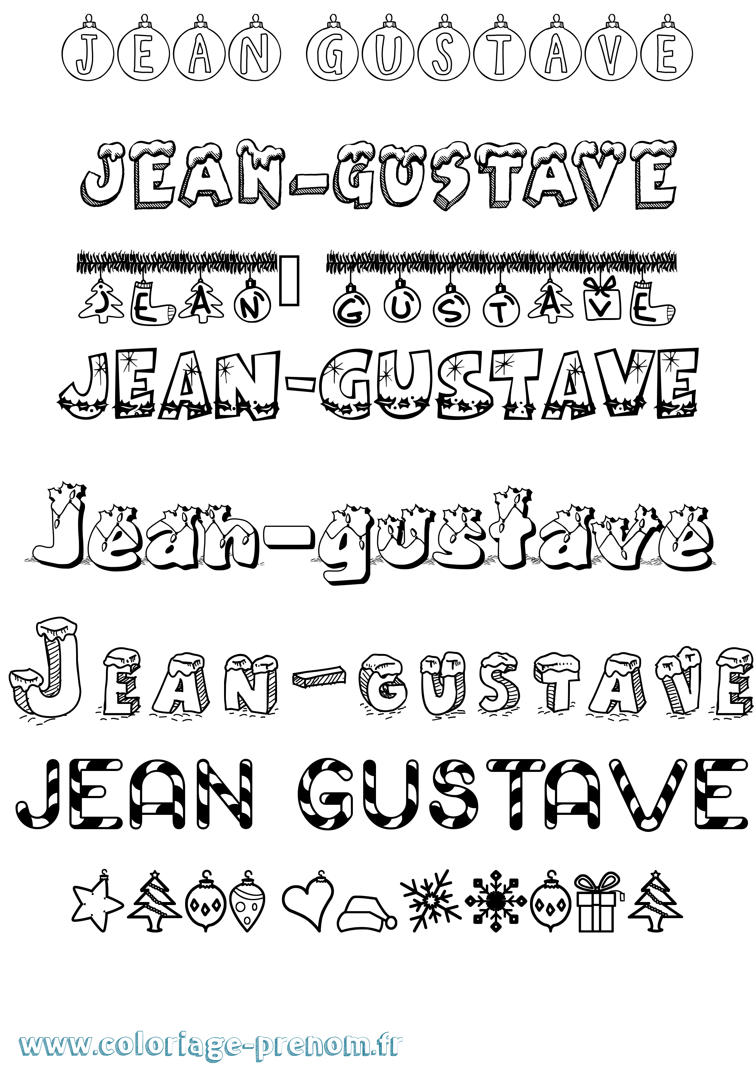 Coloriage Jean-Gustave Noël Coloriage prénom Jean-Gustave Noël