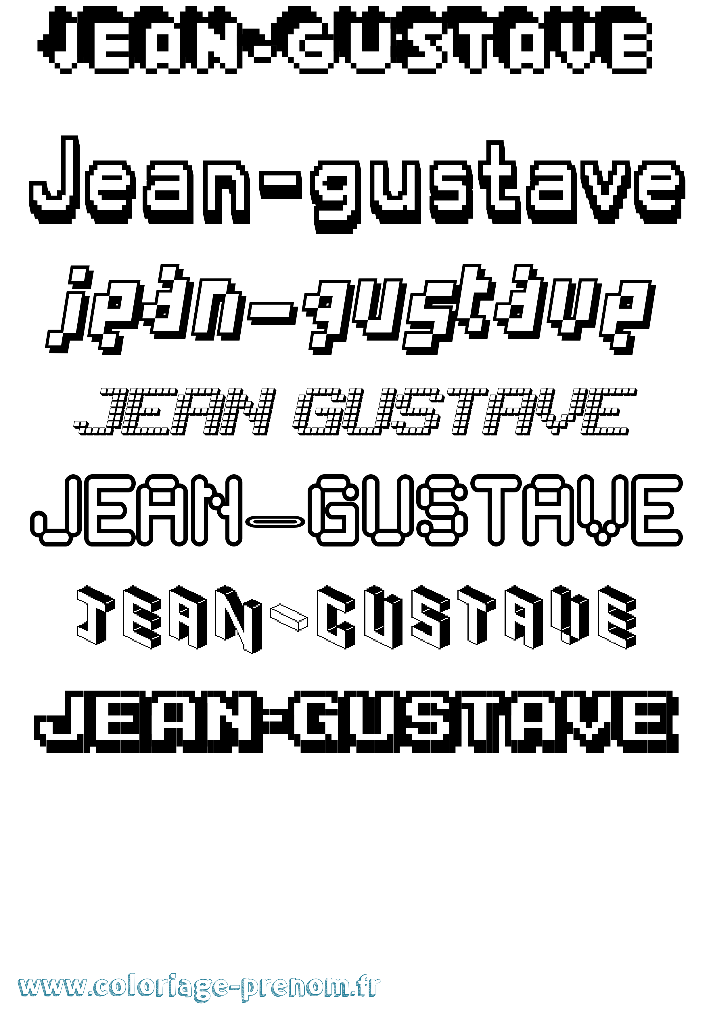 Coloriage Jean-Gustave Pixel Coloriage prénom Jean-Gustave Pixel