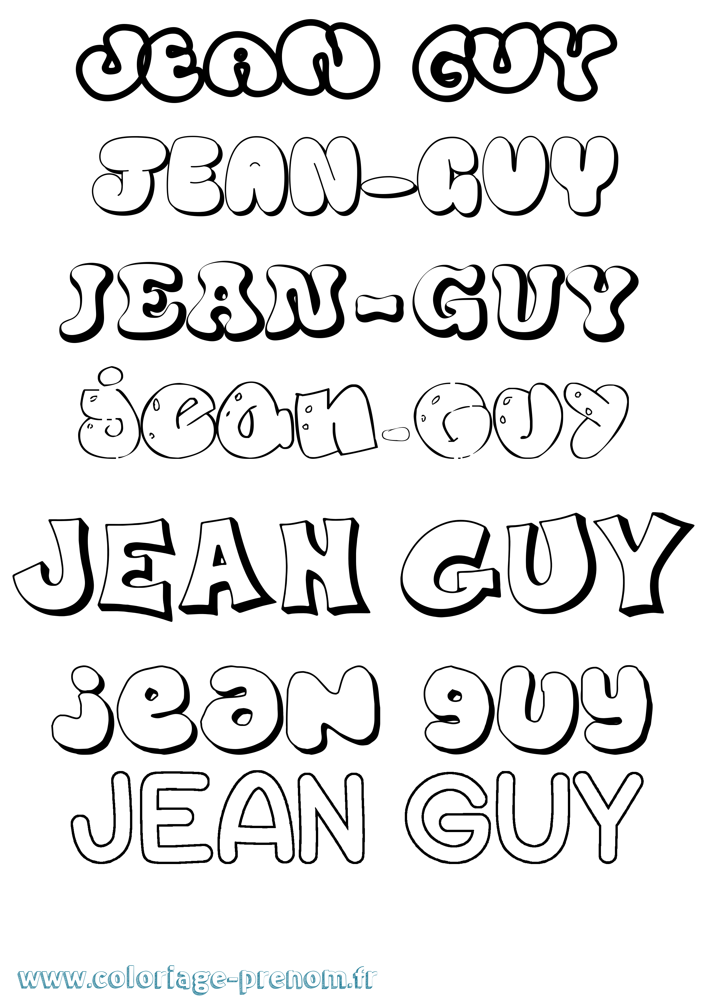 Coloriage Jean-Guy Bubble Coloriage prénom Jean-Guy Bubble