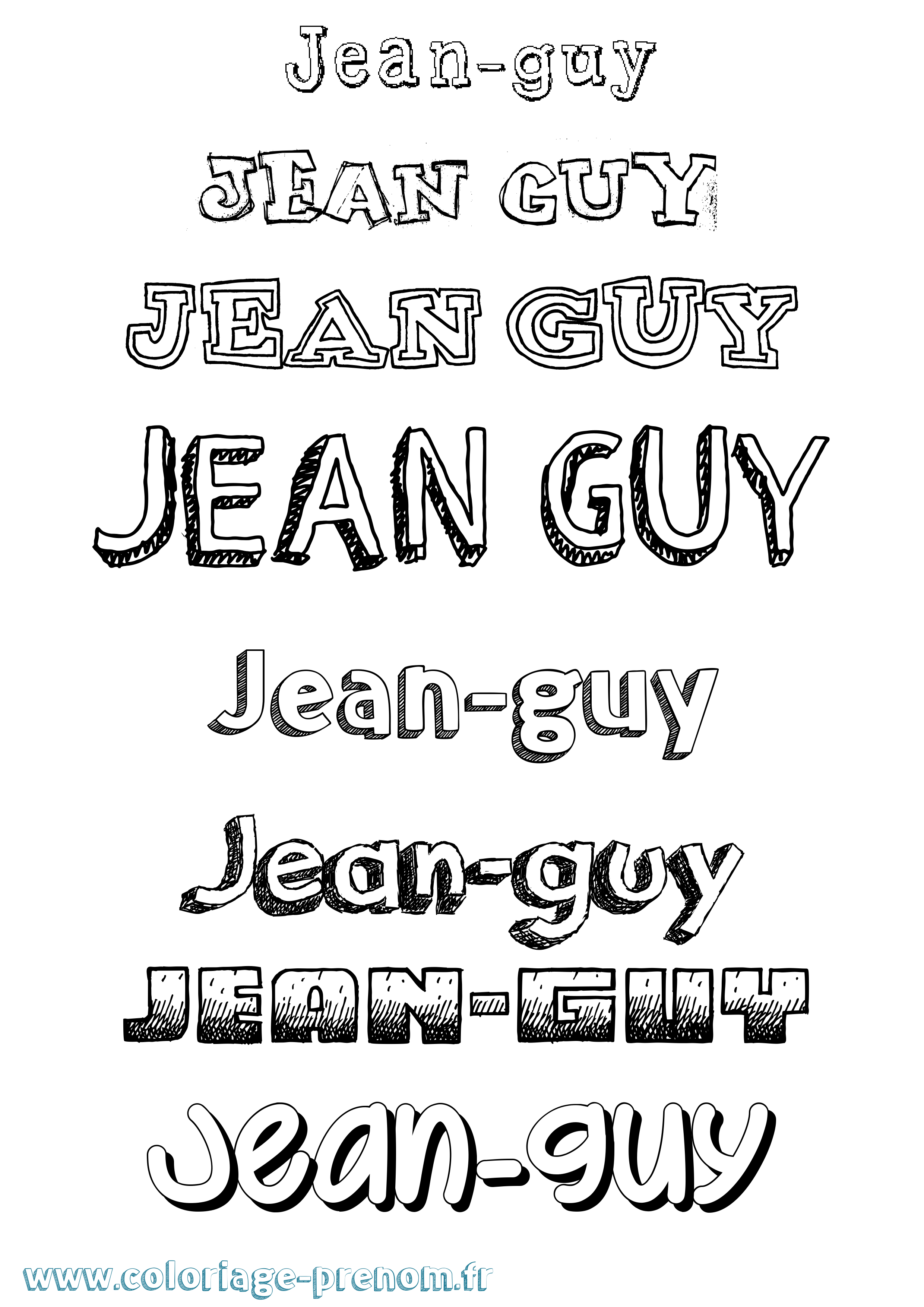 Coloriage Jean-Guy Dessiné Coloriage prénom Jean-Guy Dessiné