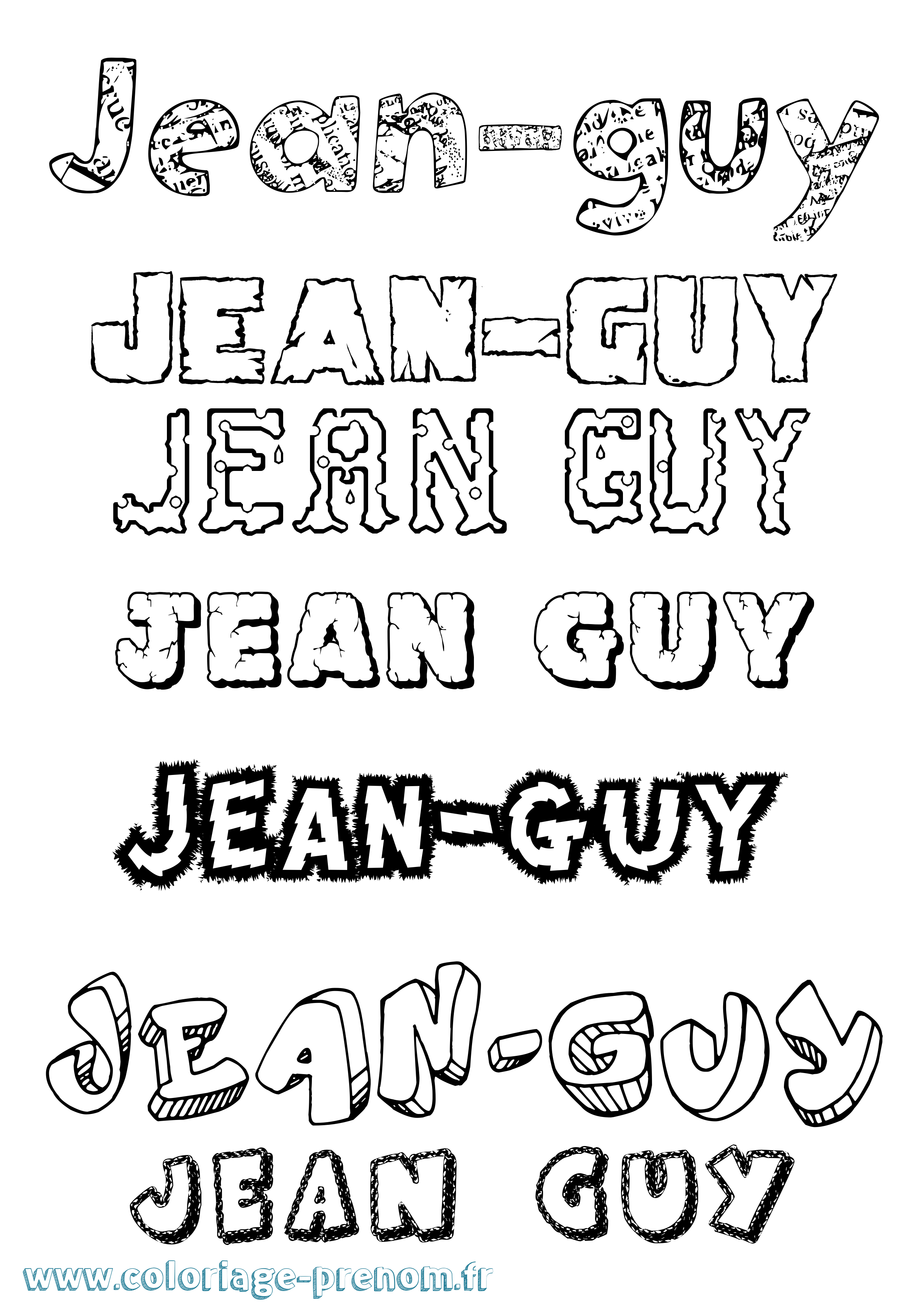 Coloriage Jean-Guy Destructuré Coloriage prénom Jean-Guy Destructuré