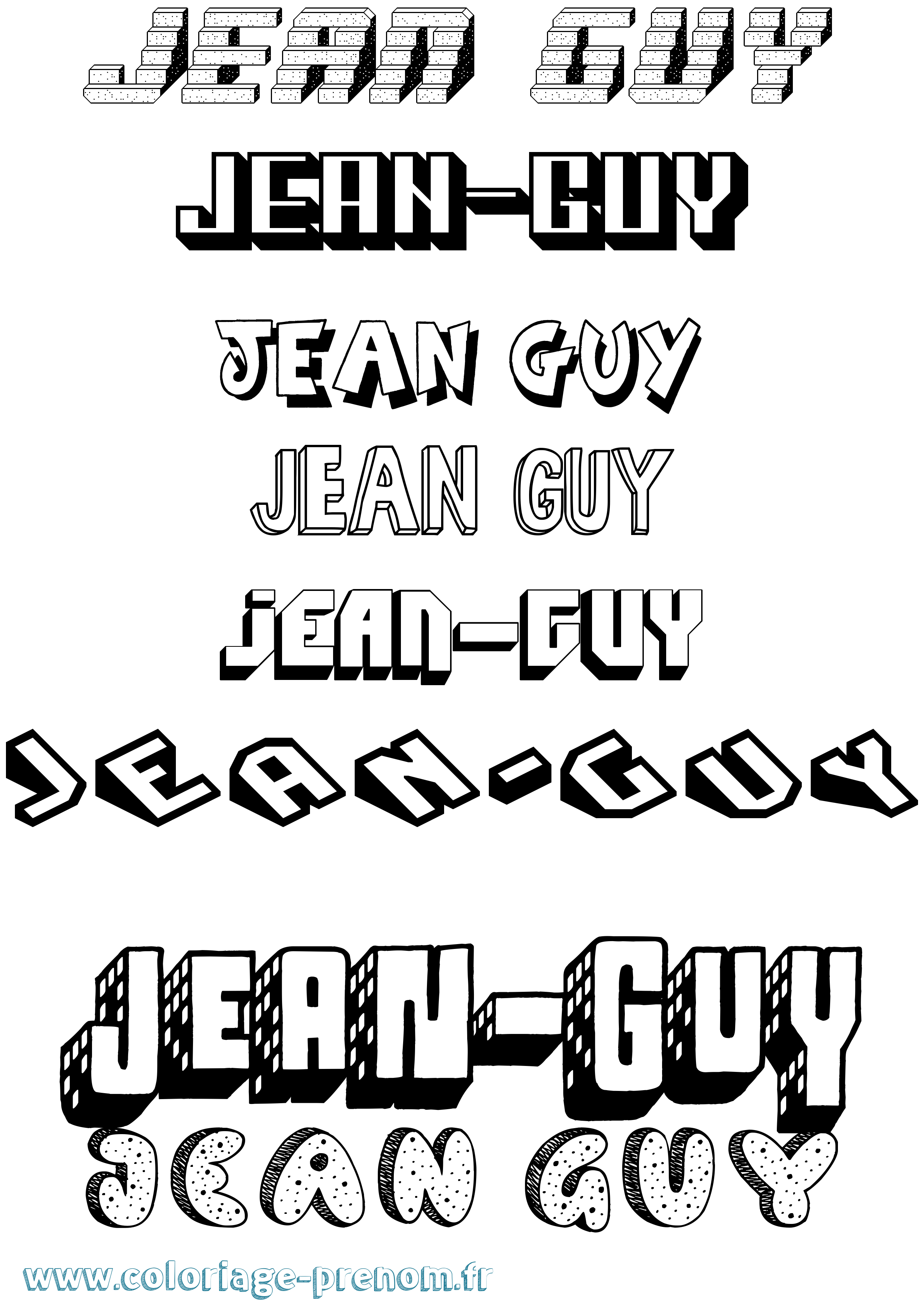 Coloriage Jean-Guy Effet 3D Coloriage prénom Jean-Guy Effet 3D