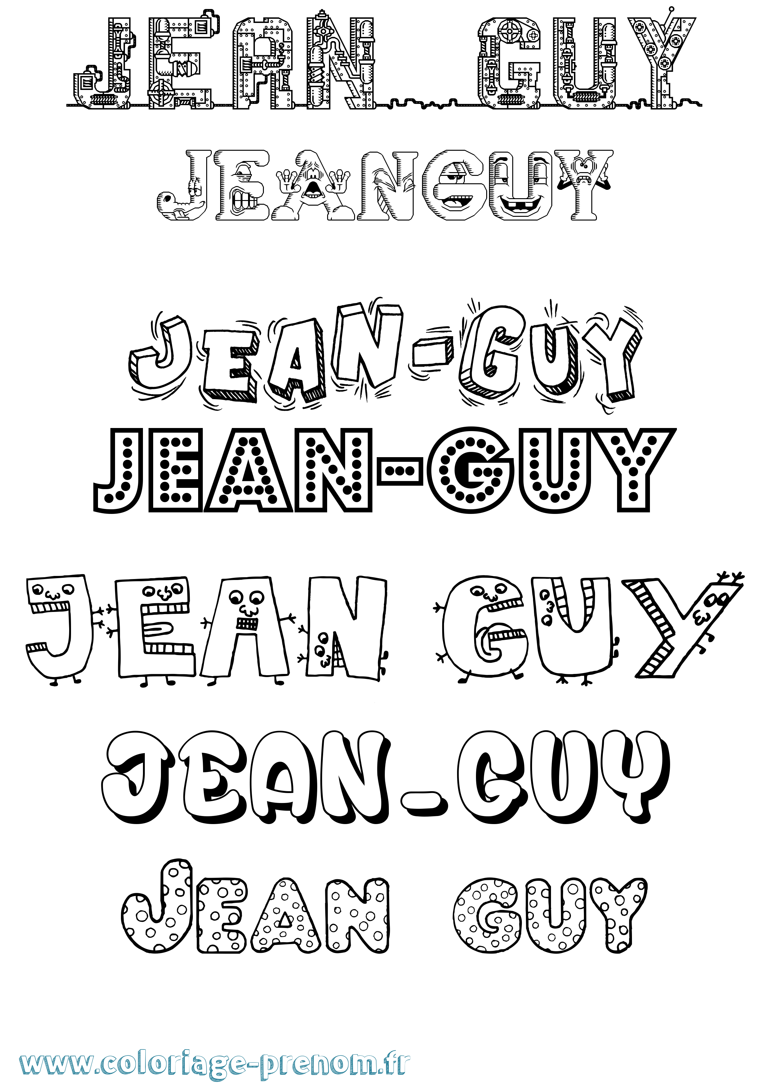 Coloriage Jean-Guy Fun Coloriage prénom Jean-Guy Fun