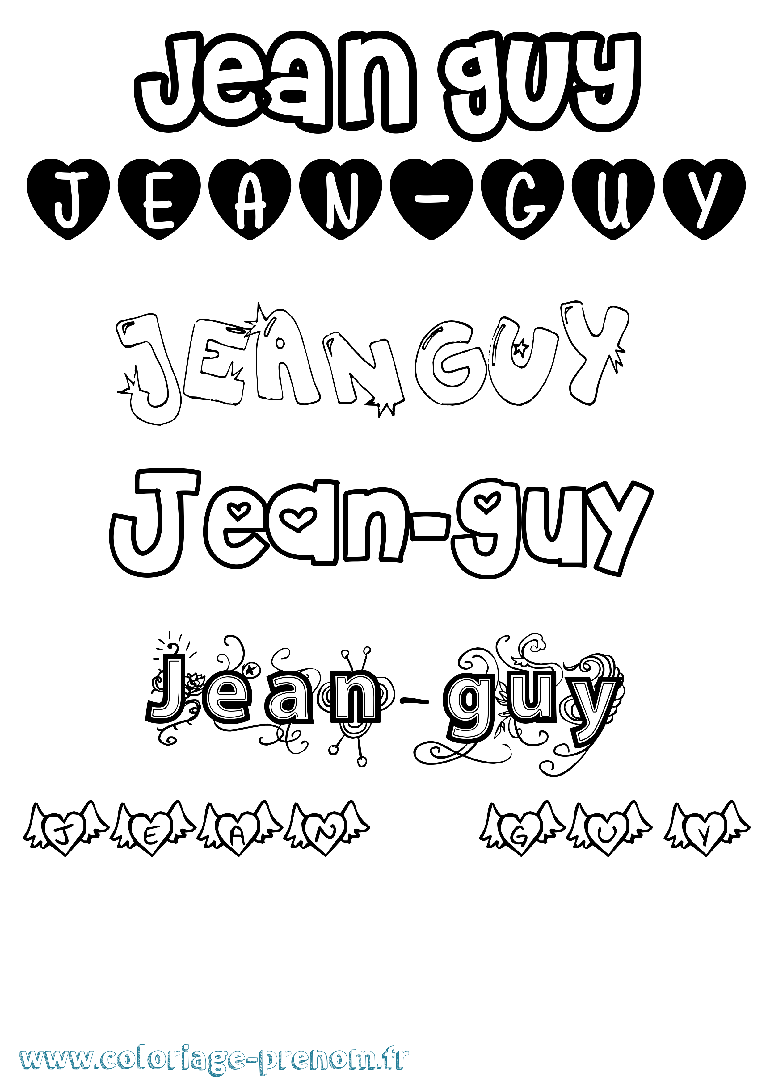 Coloriage Jean-Guy Girly Coloriage prénom Jean-Guy Girly