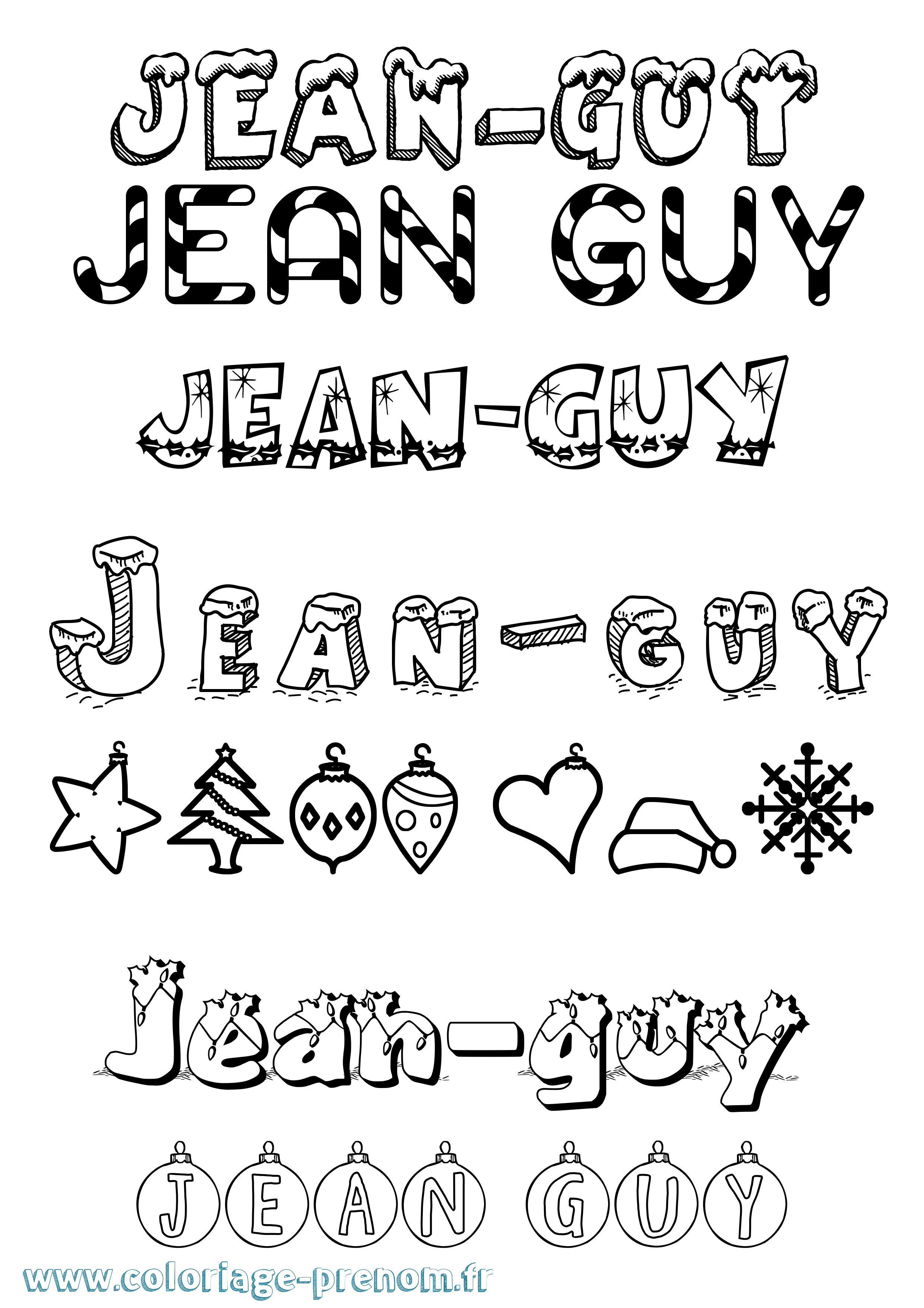 Coloriage Jean-Guy Noël Coloriage prénom Jean-Guy Noël