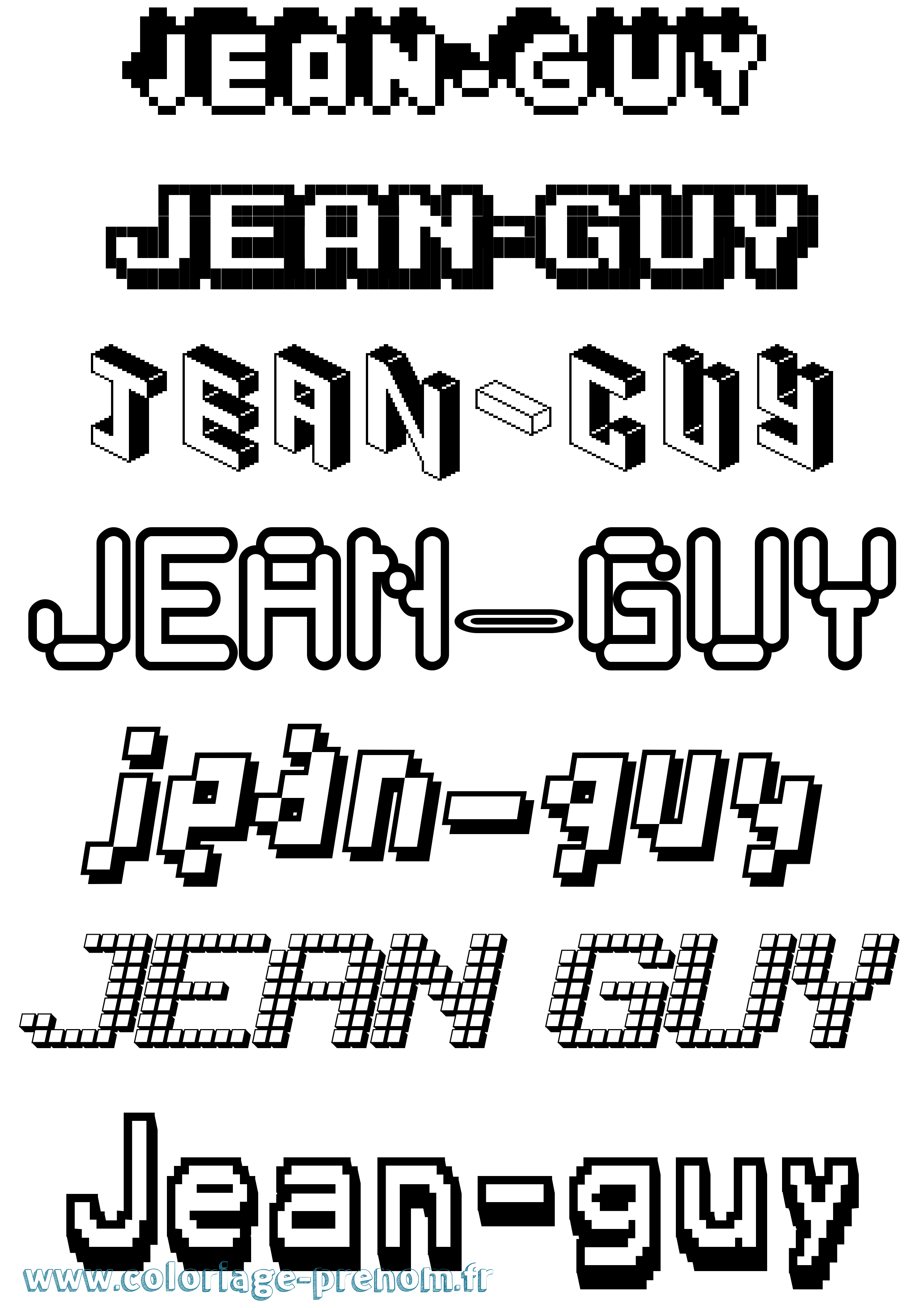 Coloriage Jean-Guy Pixel Coloriage prénom Jean-Guy Pixel