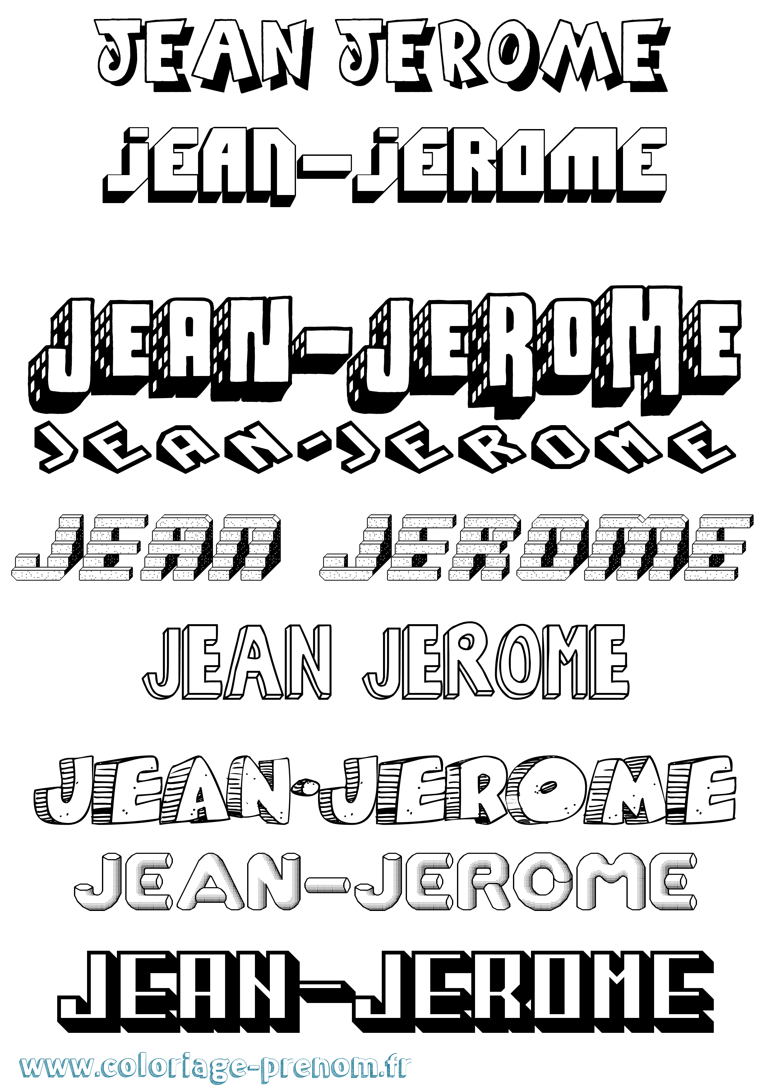 Coloriage Jean-Jerome Effet 3D Coloriage prénom Jean-Jerome Effet 3D