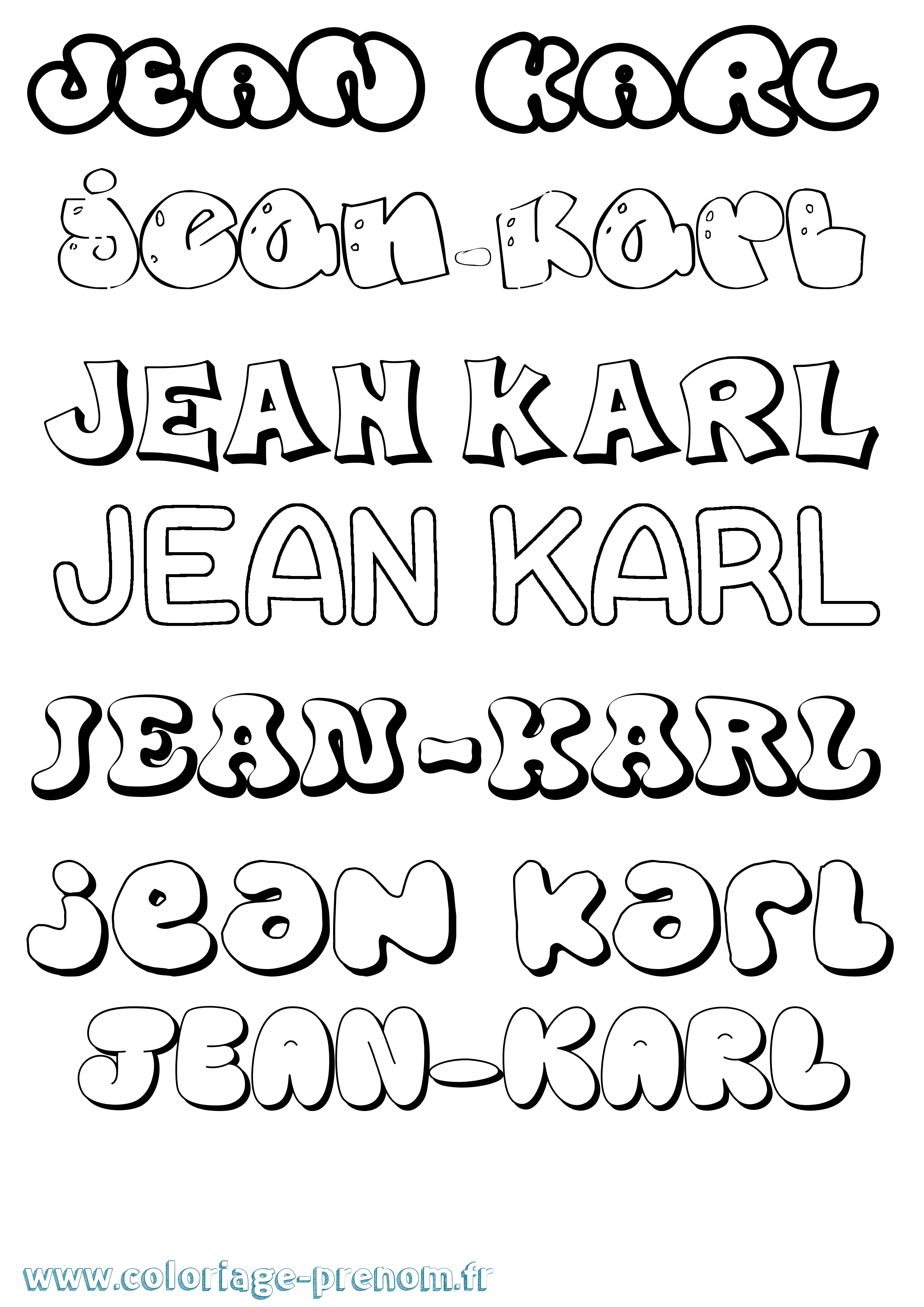 Coloriage Jean-Karl Bubble Coloriage prénom Jean-Karl Bubble