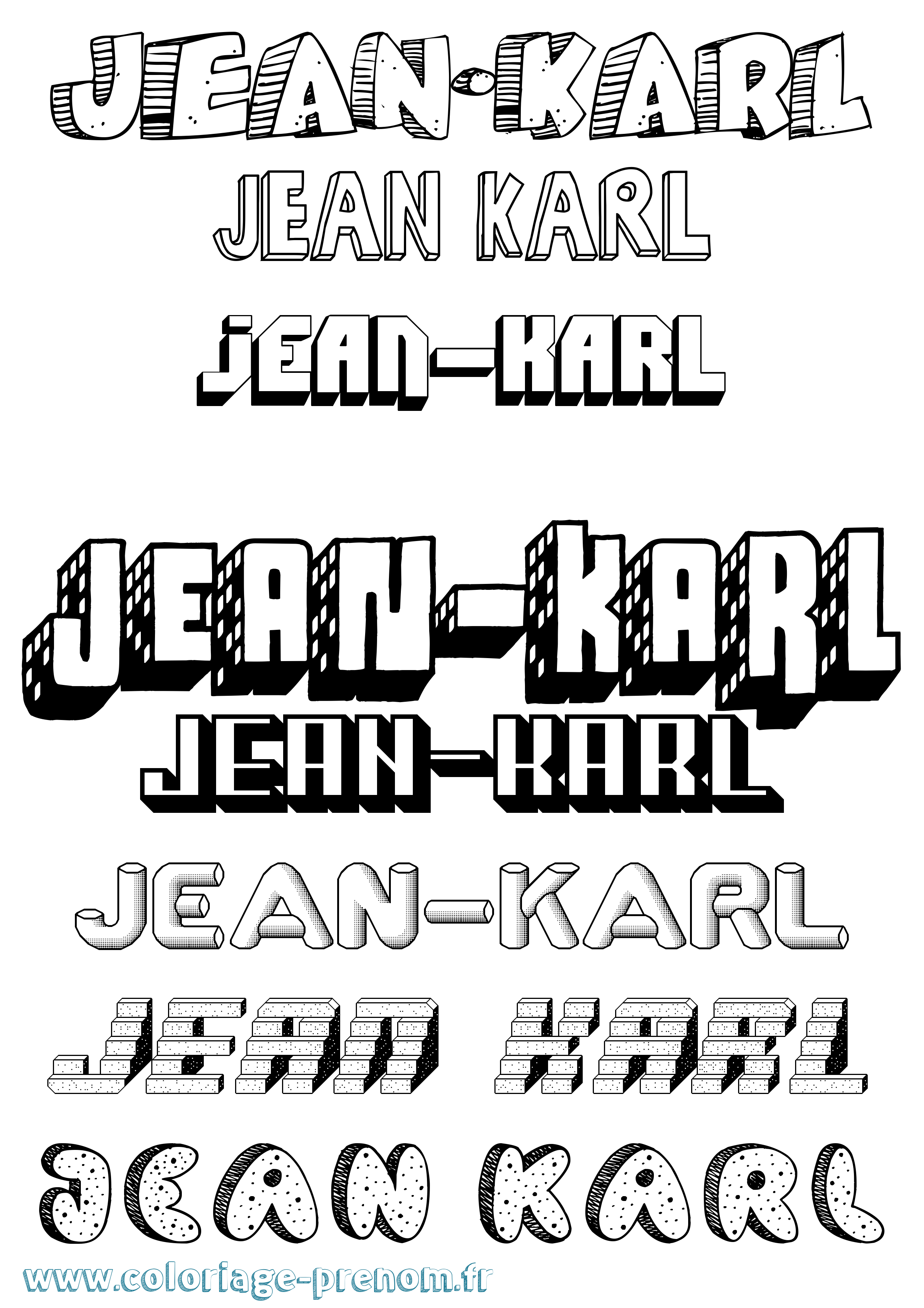 Coloriage Jean-Karl Effet 3D Coloriage prénom Jean-Karl Effet 3D