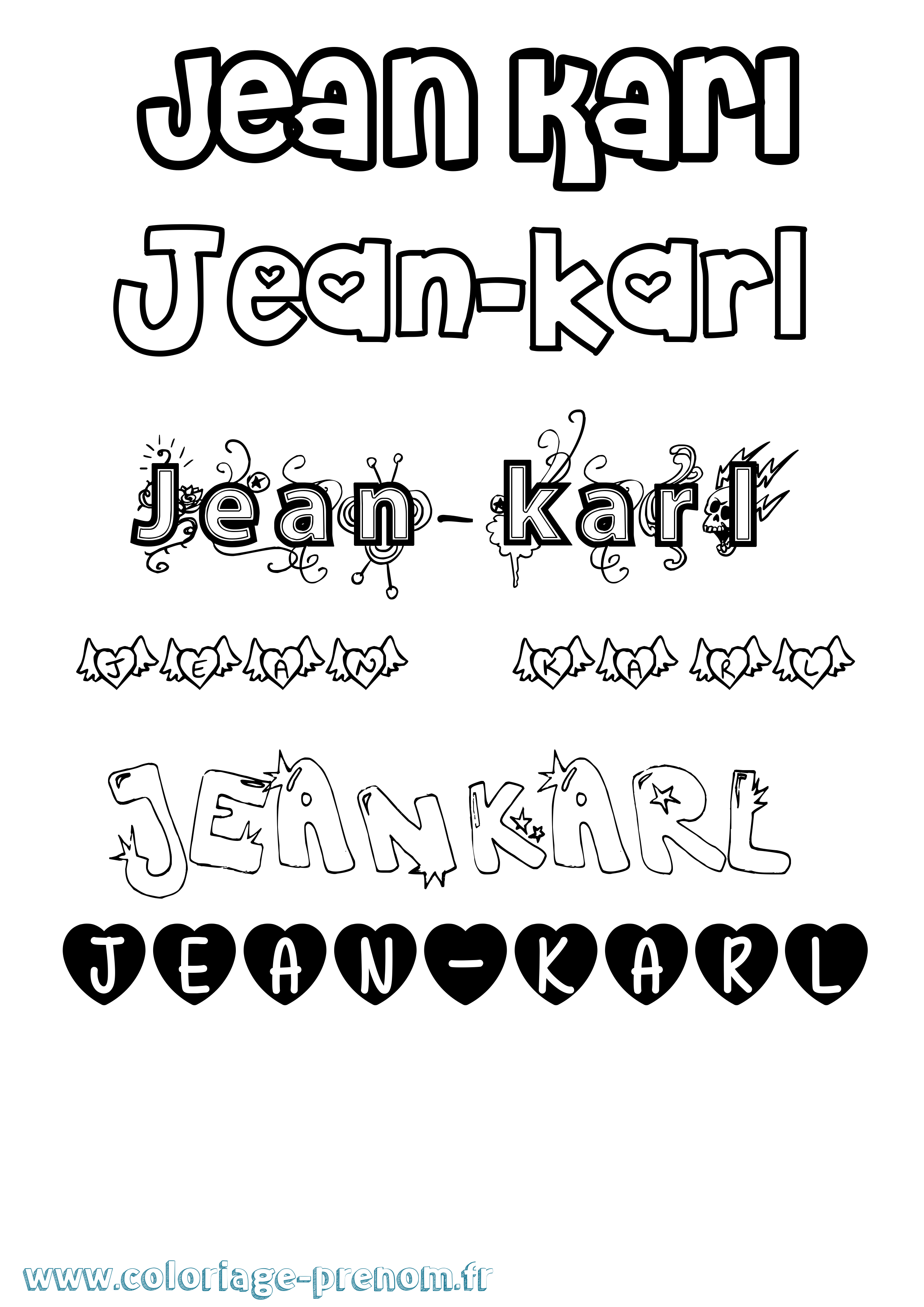 Coloriage Jean-Karl Girly Coloriage prénom Jean-Karl Girly