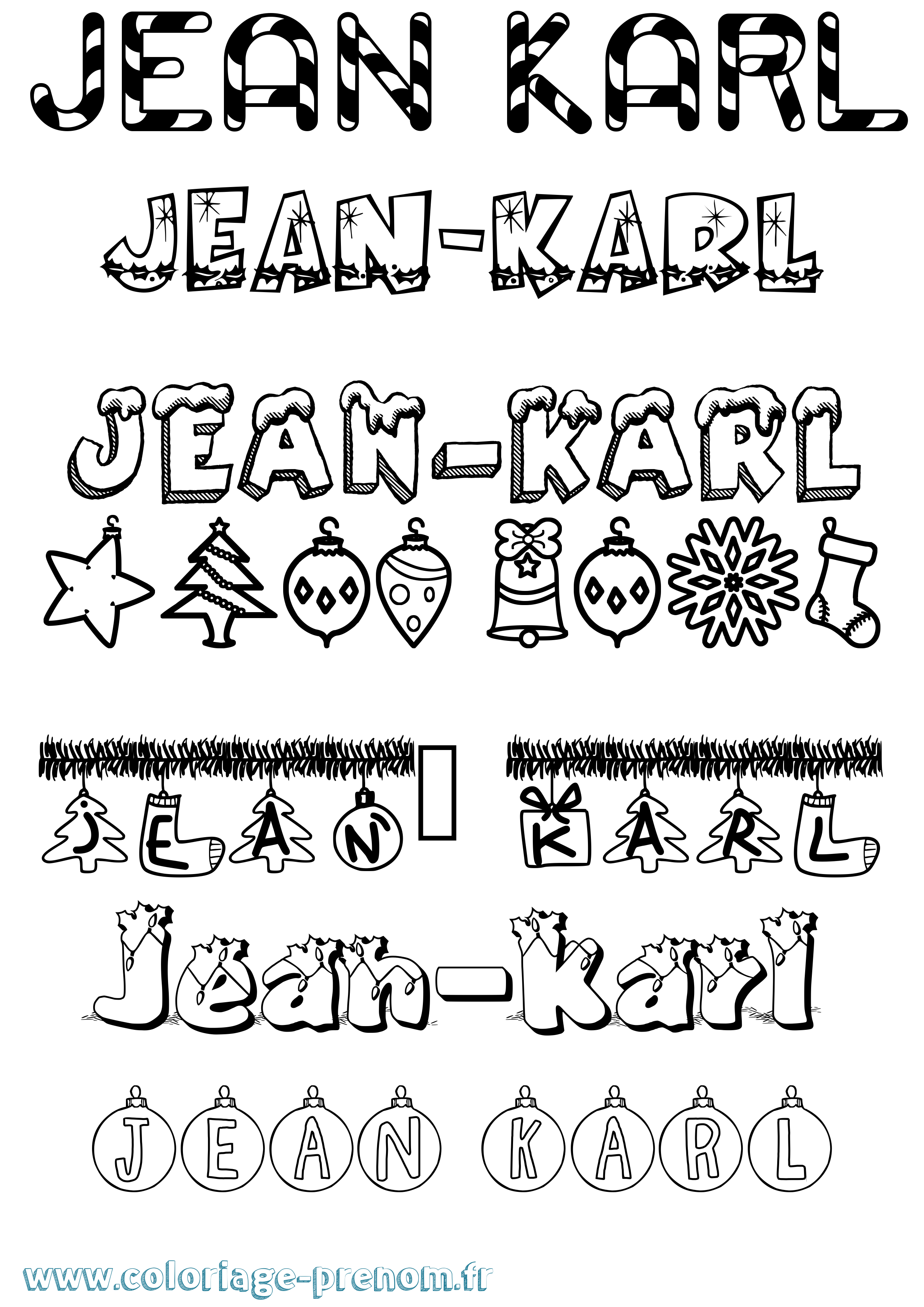 Coloriage Jean-Karl Noël Coloriage prénom Jean-Karl Noël