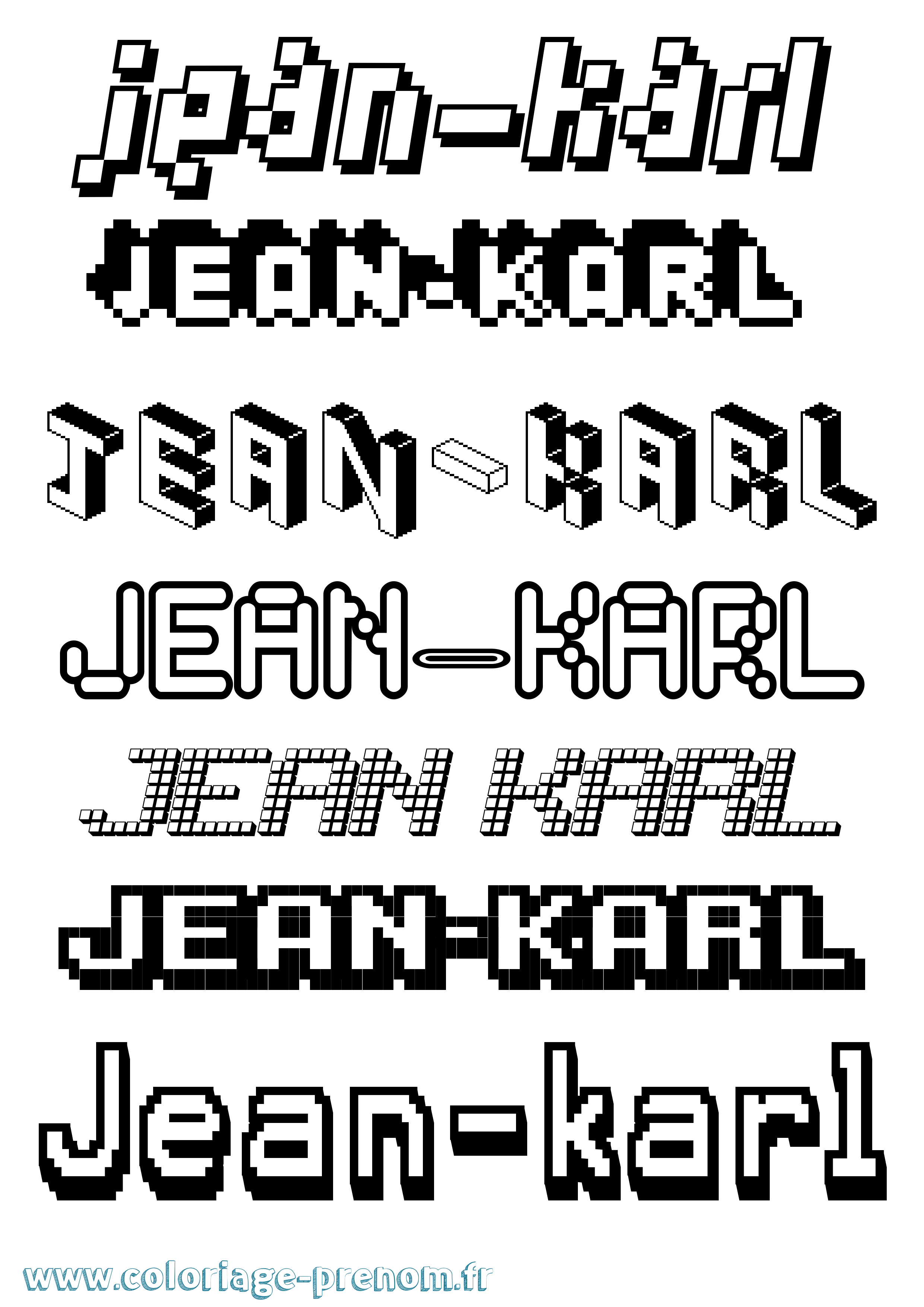 Coloriage Jean-Karl Pixel Coloriage prénom Jean-Karl Pixel